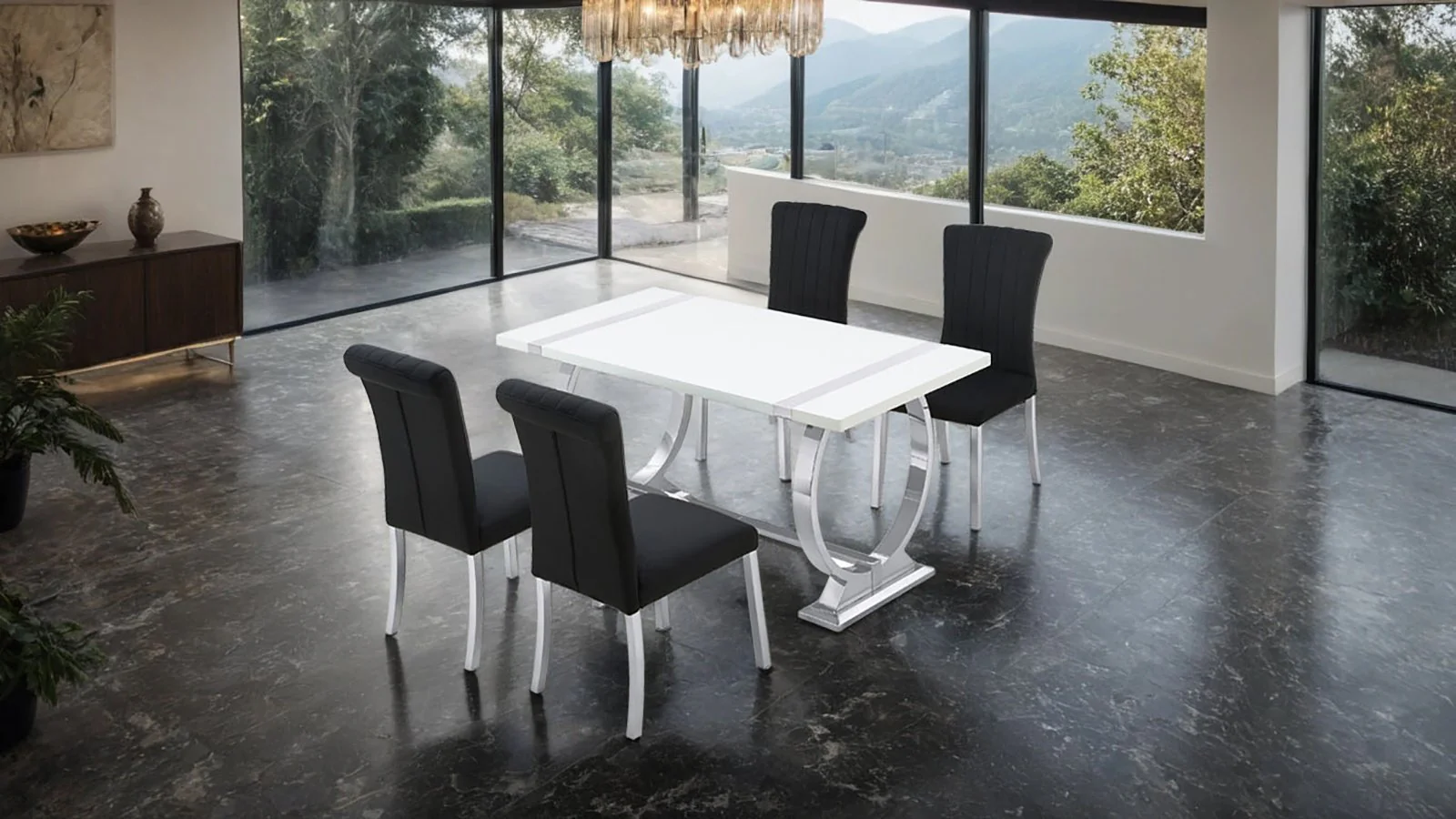Holstebro 5 Pc. Dining Table Set, Silver - 60", SB Chair - Image 2