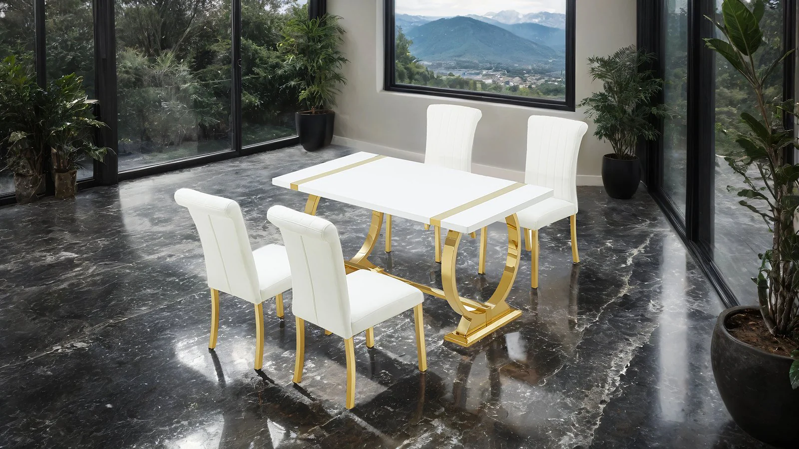 Holstebro 60" Dining Table, Gold Frame - Image 2