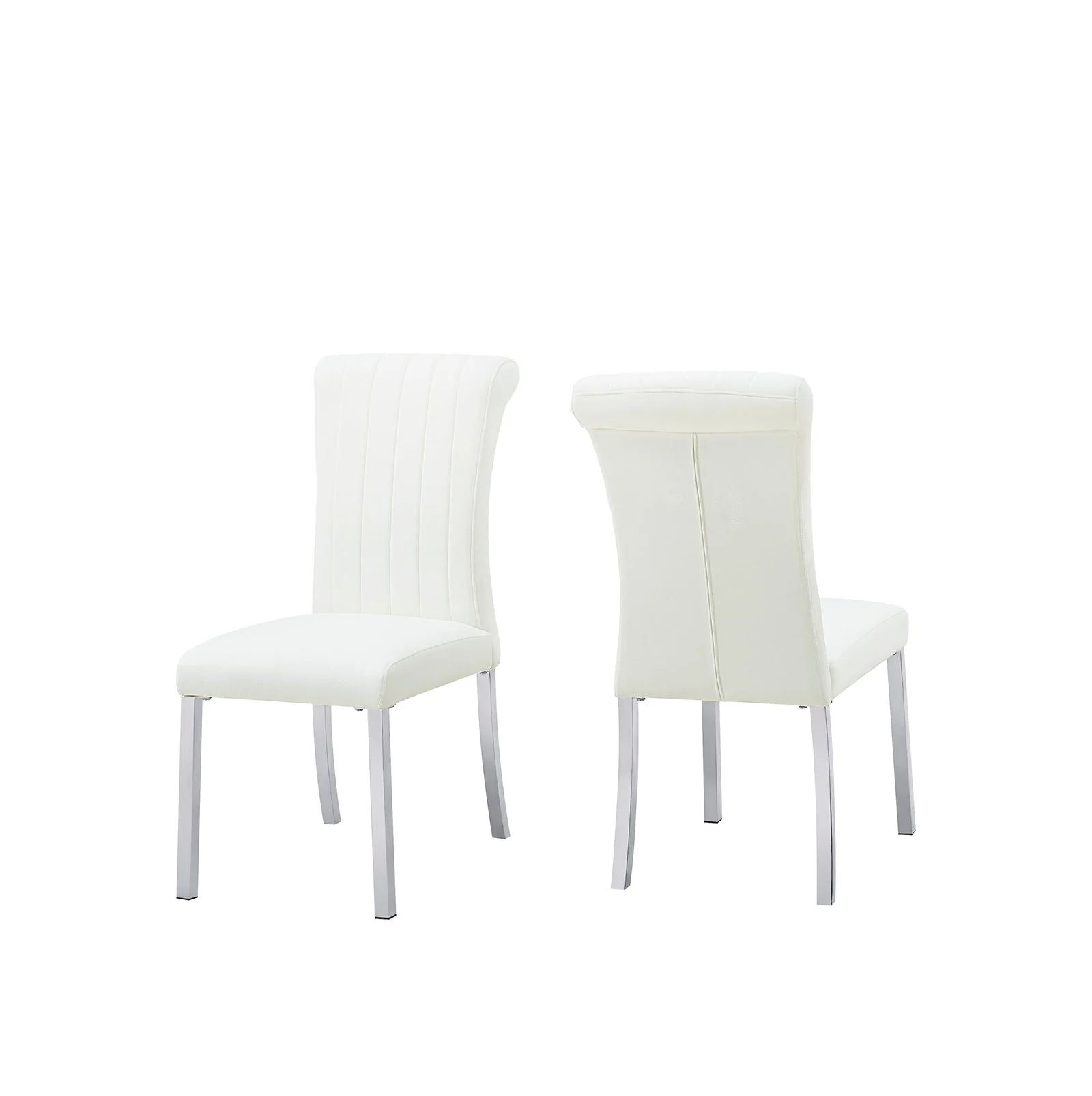 Holstebro White Side Chair (2/CTN), Silver Frame - Image 3