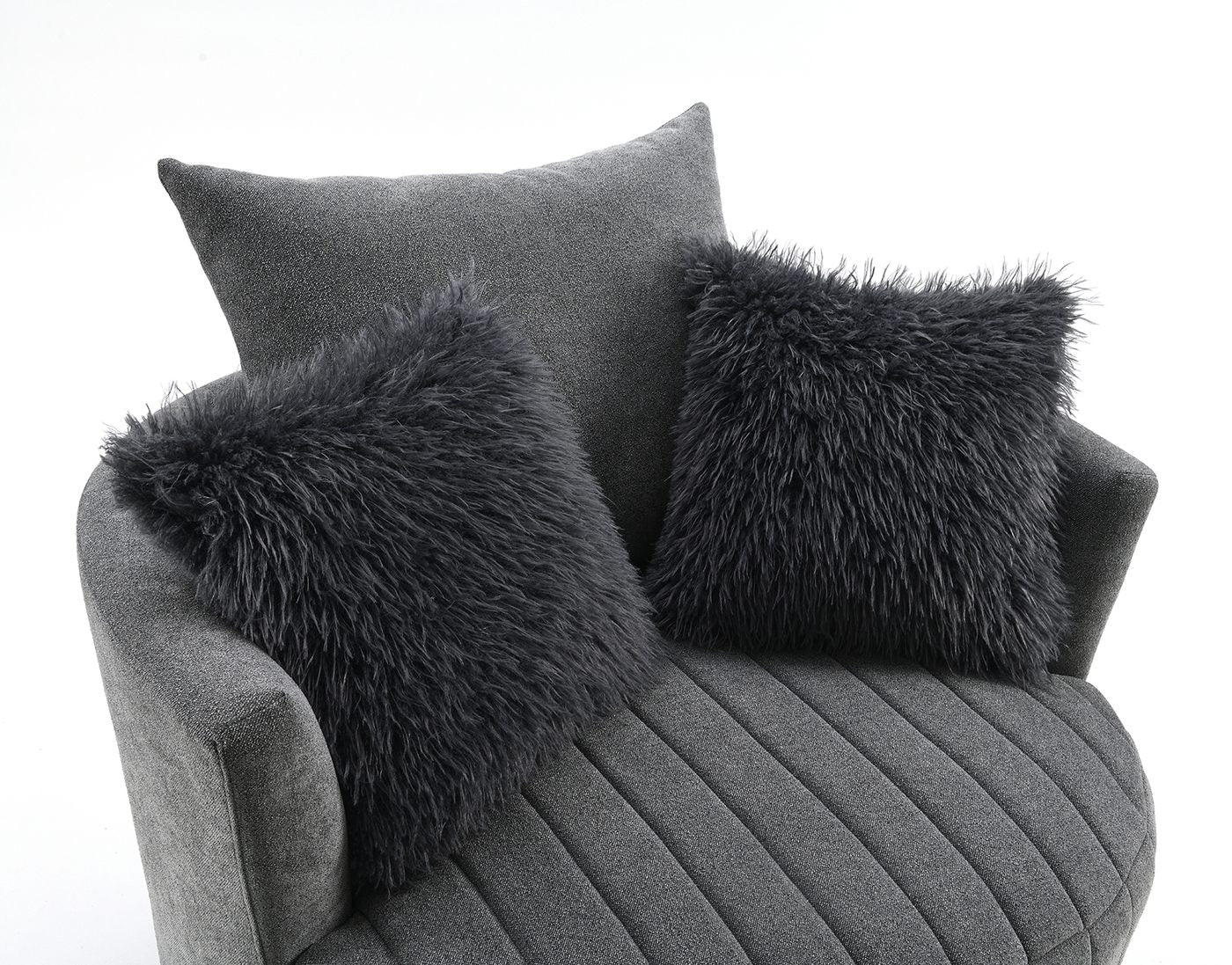 Hoople Swivel Chair, Channeled, Dark Gray - Image 10