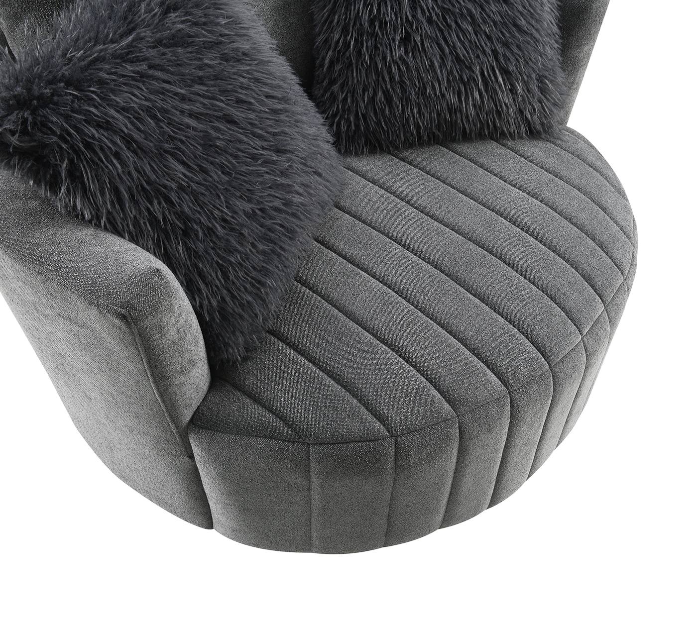 Hoople Swivel Chair, Channeled, Dark Gray - Image 9