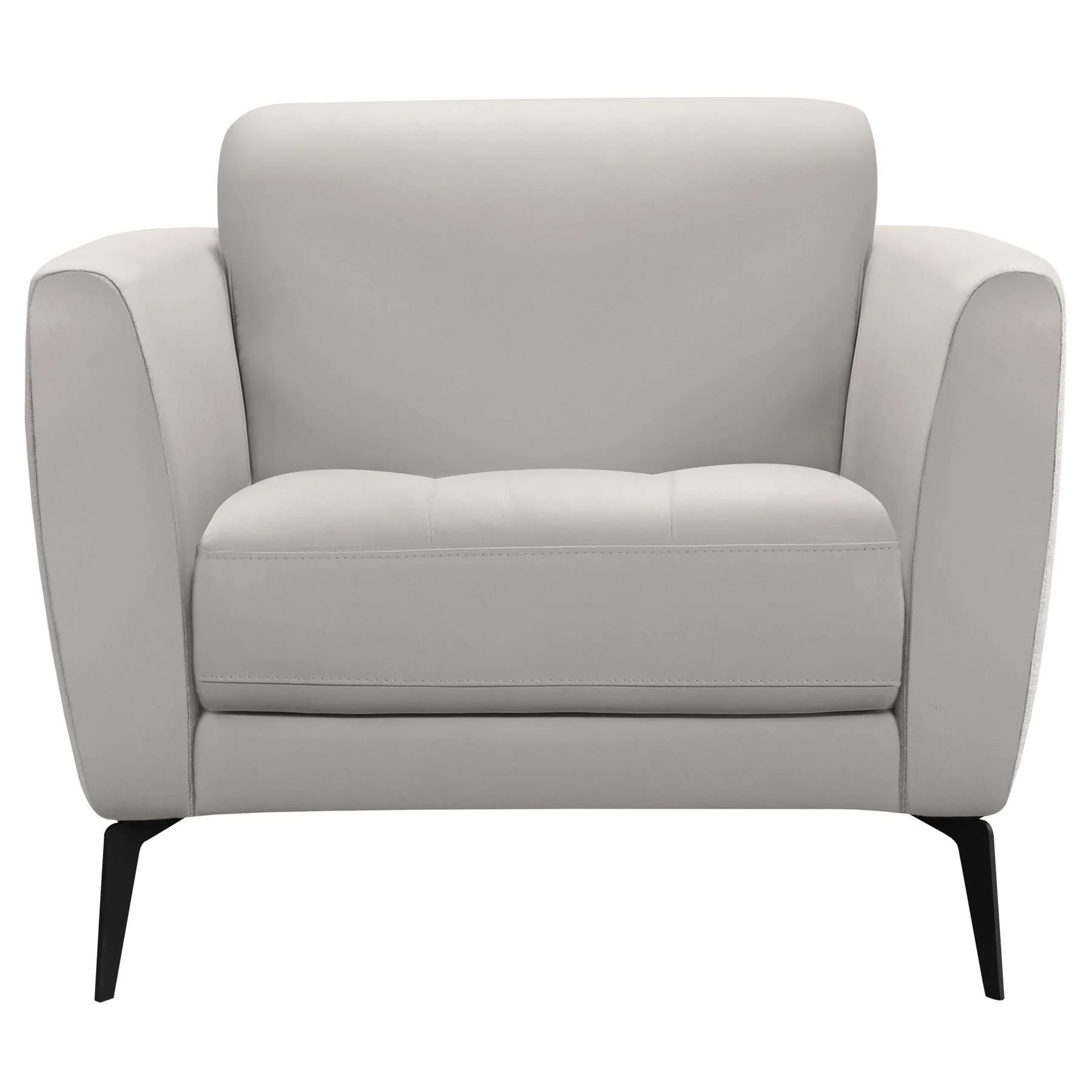 Hope Contemporary Chair in Genuine Dove Gray Leather with Black Metal Legs - Image 2