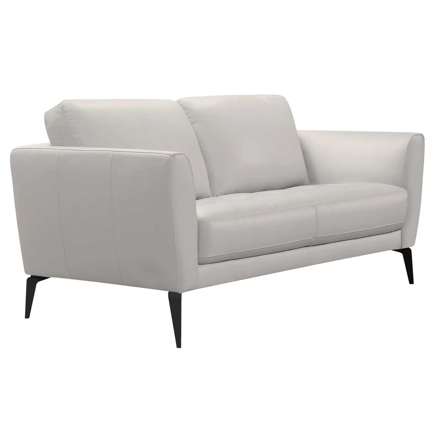 Hope Contemporary Loveseat in Genuine Dove Gray Leather with Black Metal Legs - Image 2