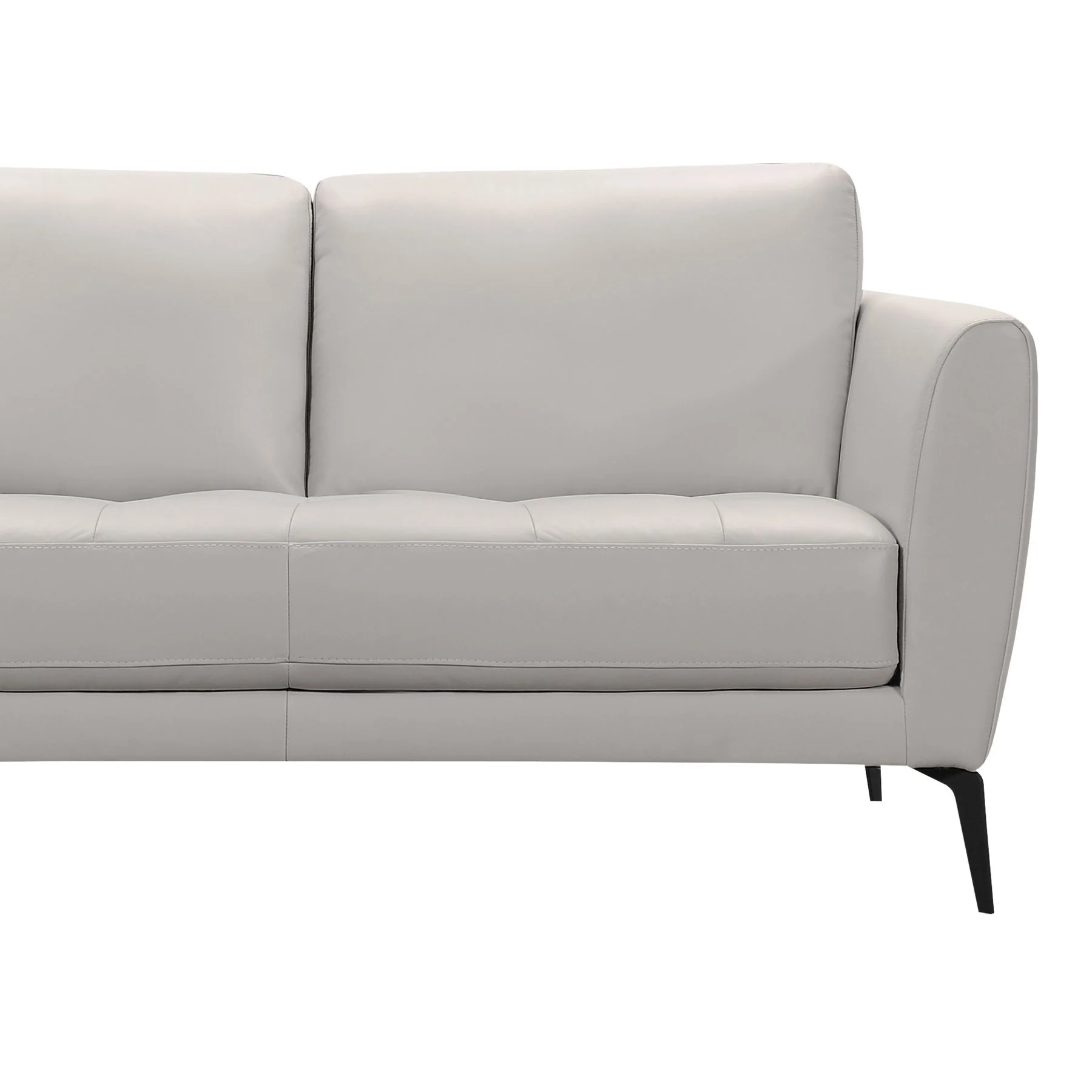 Hope Contemporary Loveseat in Genuine Dove Gray Leather with Black Metal Legs - Image 3