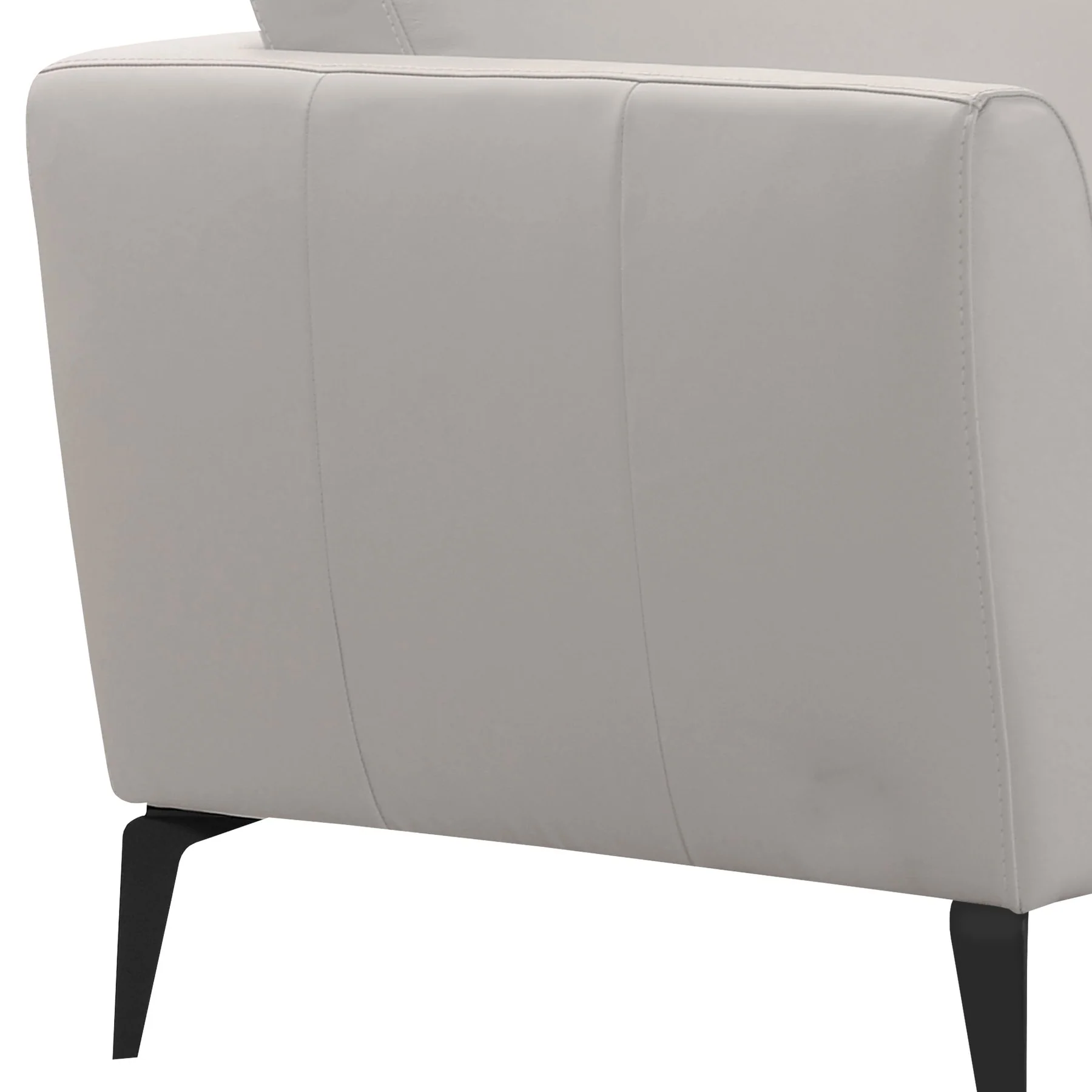 Hope Contemporary Loveseat in Genuine Dove Gray Leather with Black Metal Legs - Image 4
