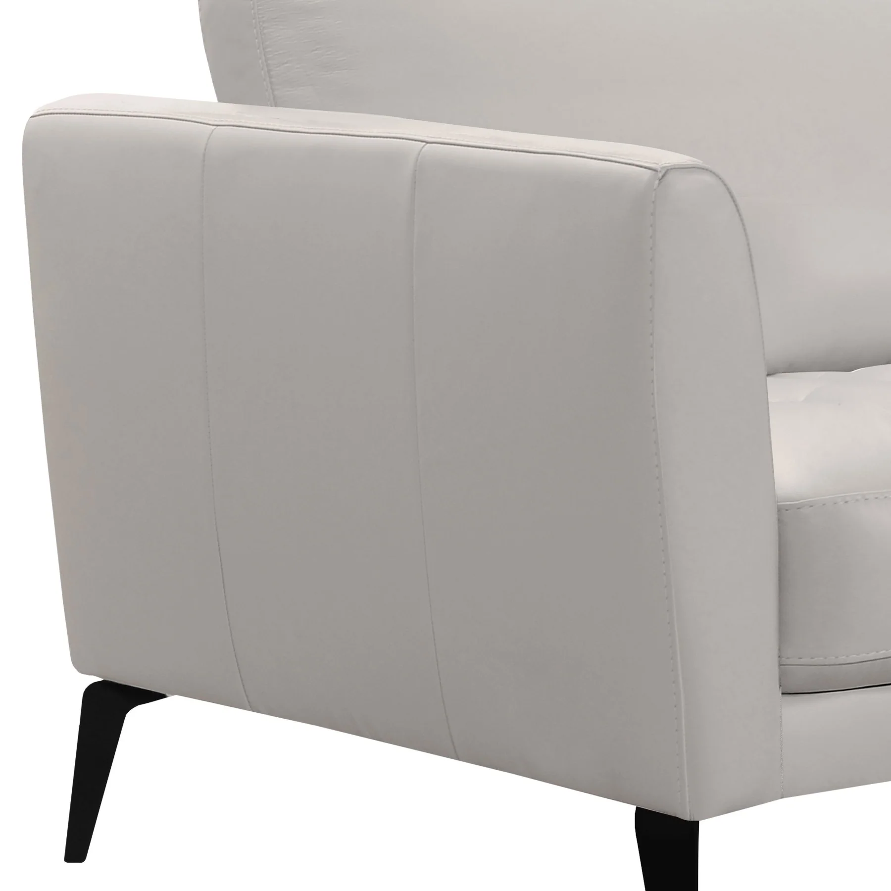 Hope Contemporary Sofa in Genuine Dove Gray Leather with Black Metal Legs - Image 4