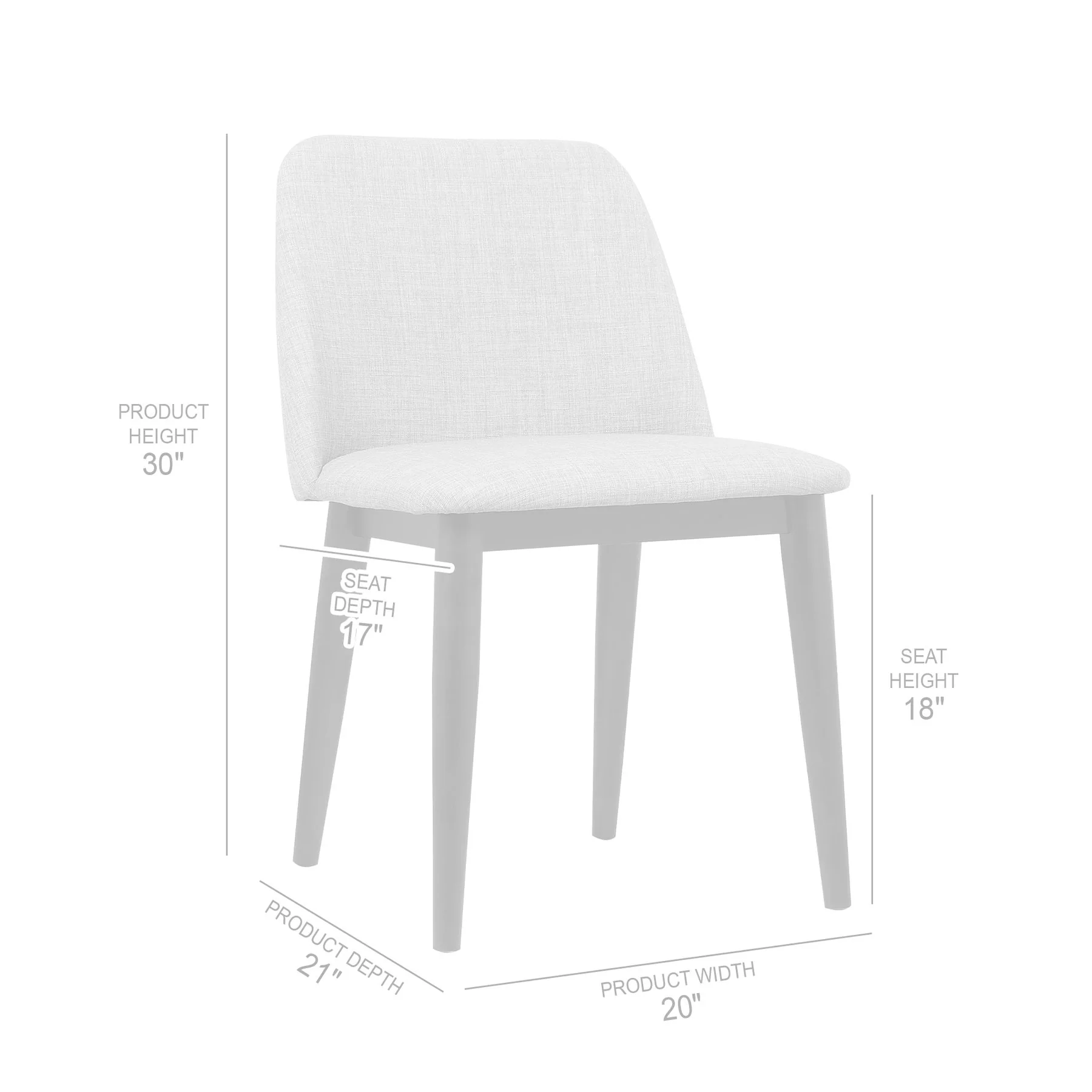 Horizon Contemporary Dining Chair in Light Gray Fabric with Brown Wood Legs - Set of 2 - Image 8