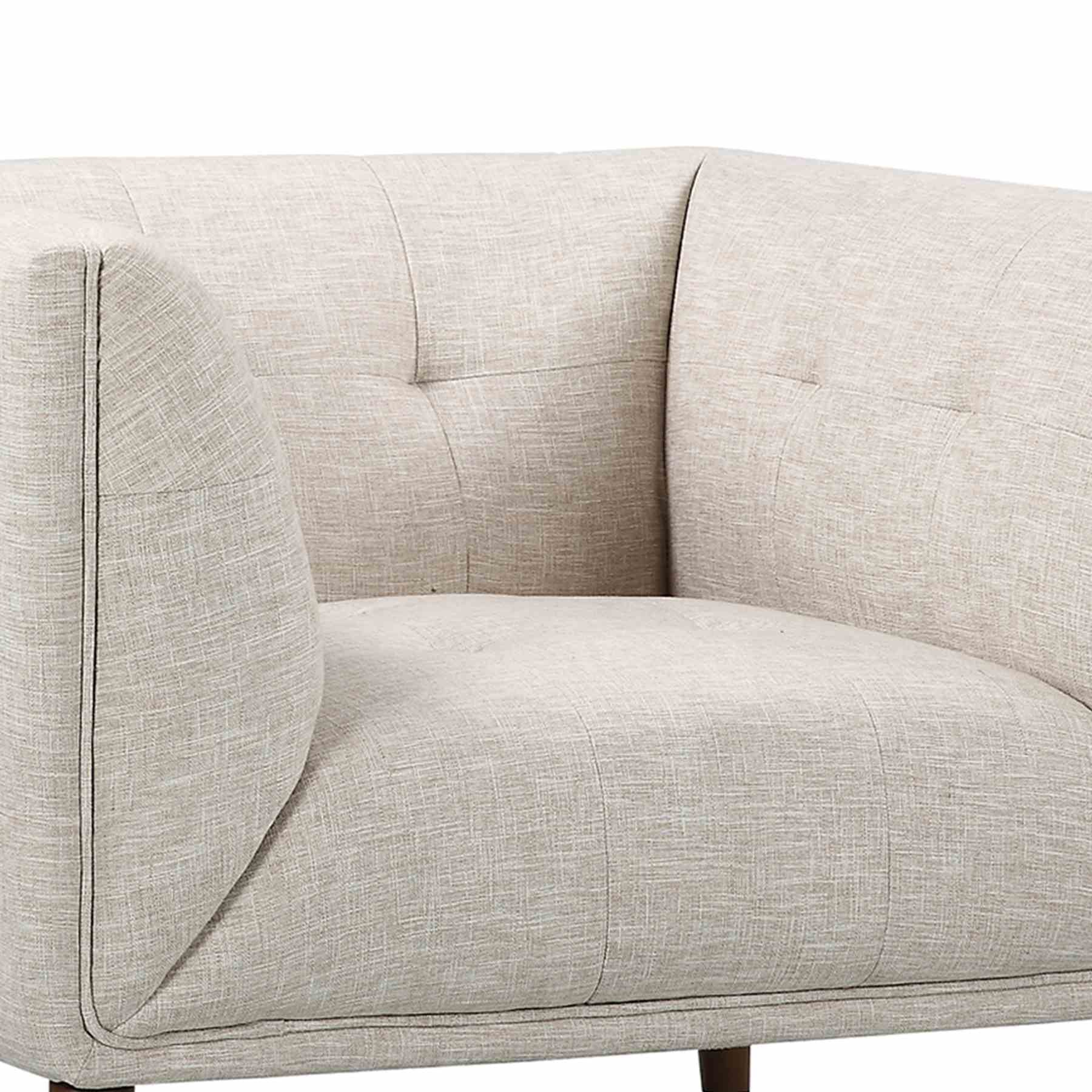 Hudson Mid-Century Button-Tufted Chair in Beige Linen and Walnut Legs - Image 4