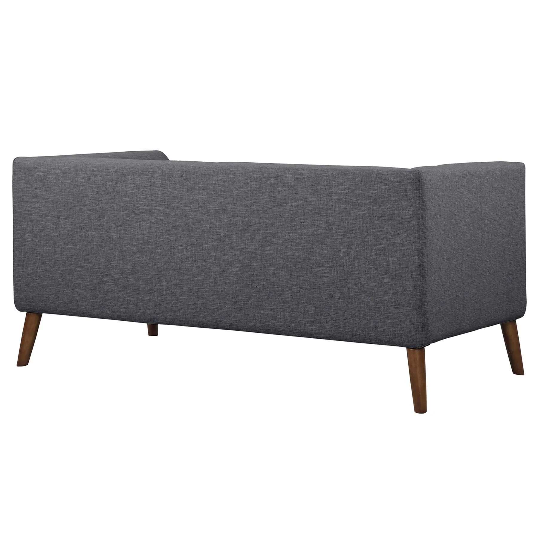 Hudson Mid-Century Button-Tufted Loveseat in Dark Gray Linen and Walnut Legs - Image 3