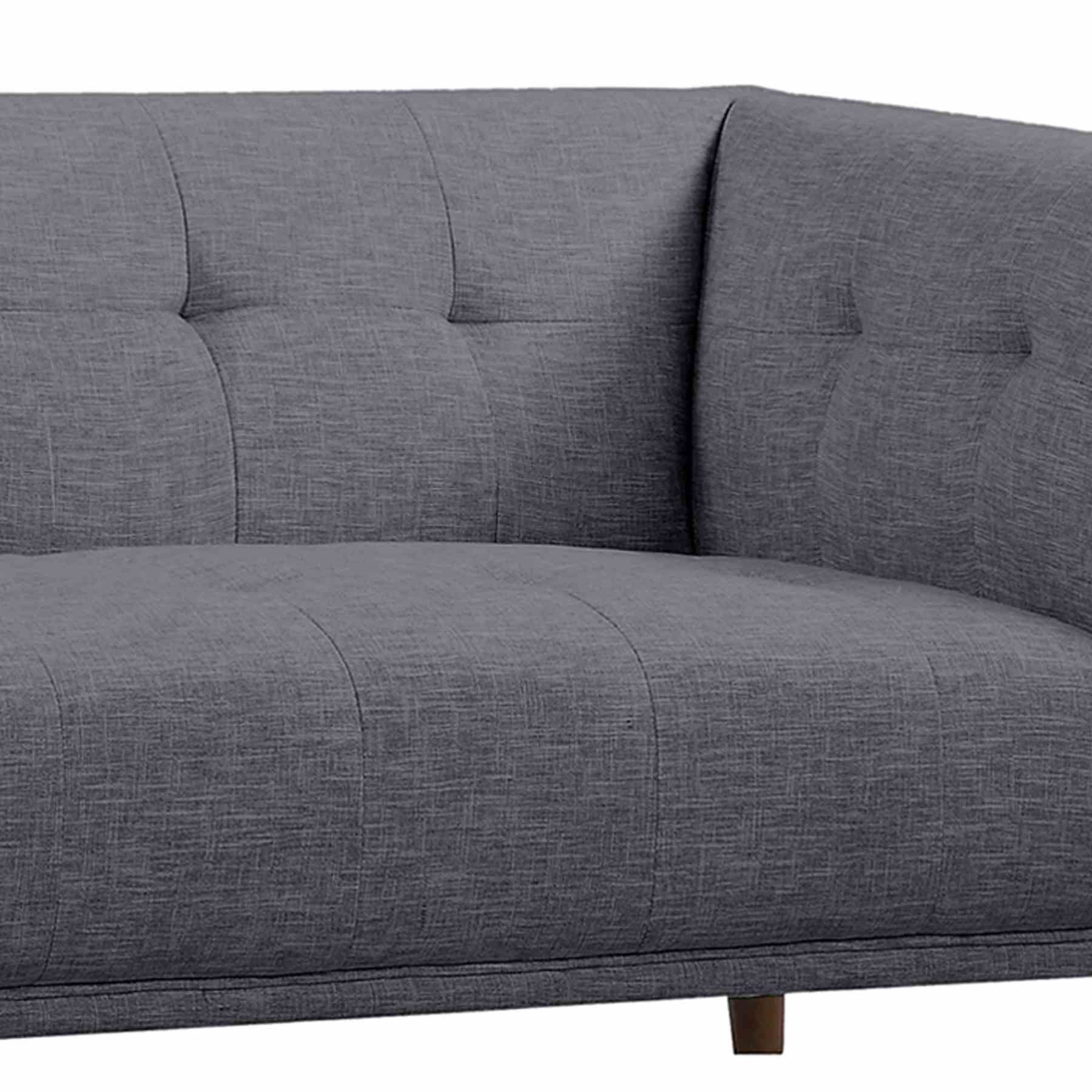 Hudson Mid-Century Button-Tufted Loveseat in Dark Gray Linen and Walnut Legs - Image 4
