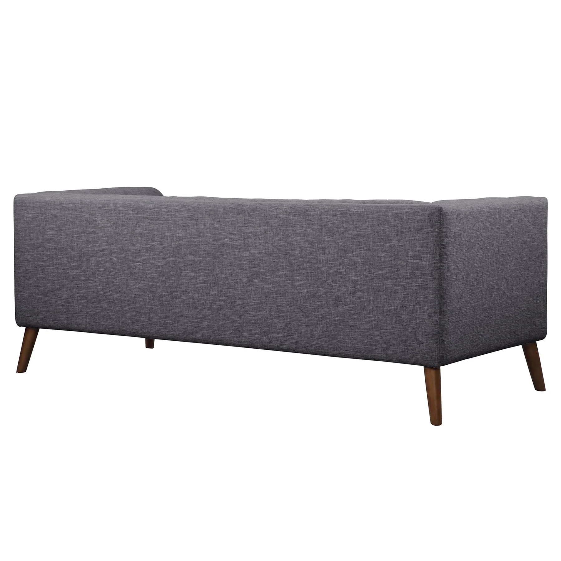 Hudson Mid-Century Button-Tufted Sofa in Dark Gray Linen and Walnut Legs - Image 3