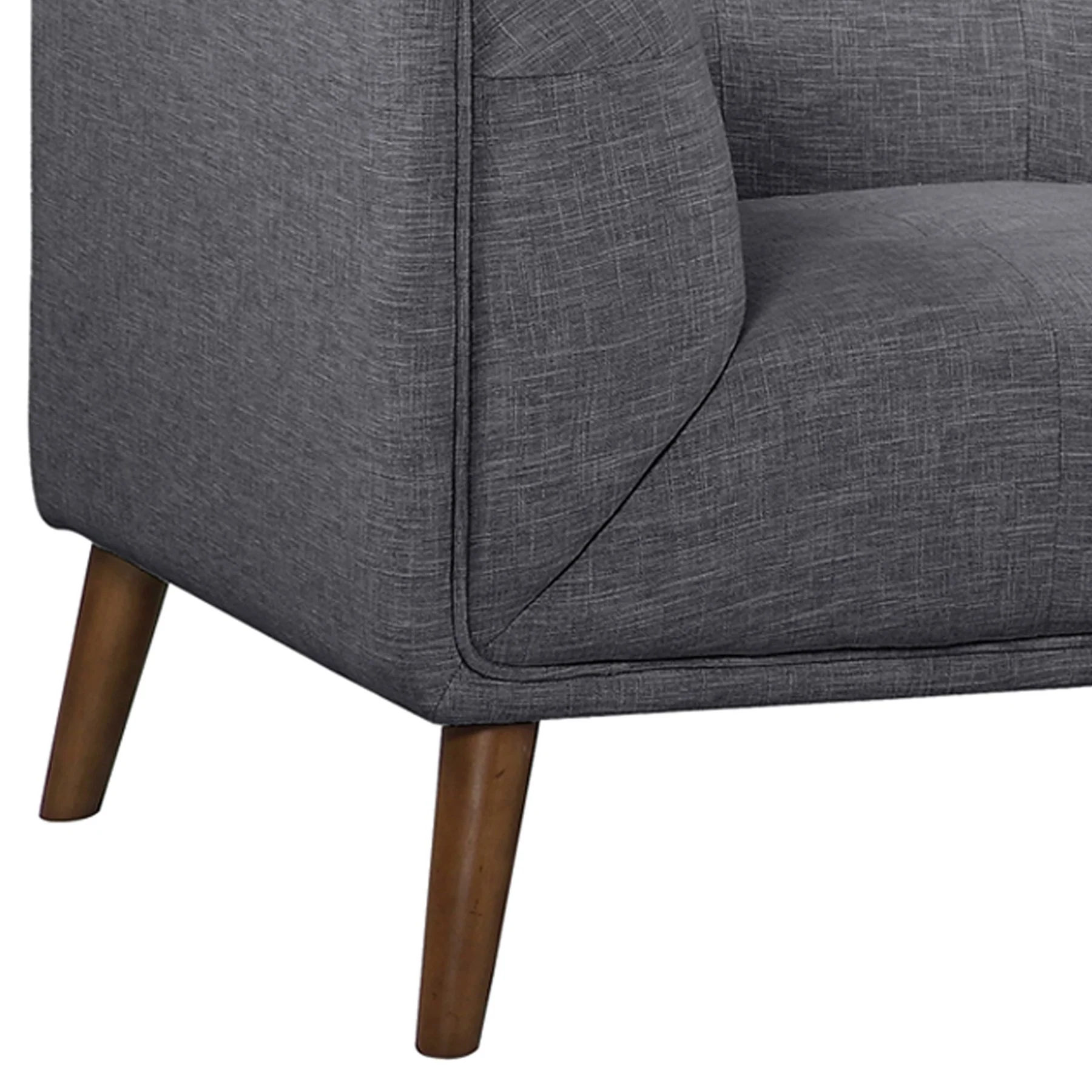 Hudson Mid-Century Button-Tufted Sofa in Dark Gray Linen and Walnut Legs - Image 5