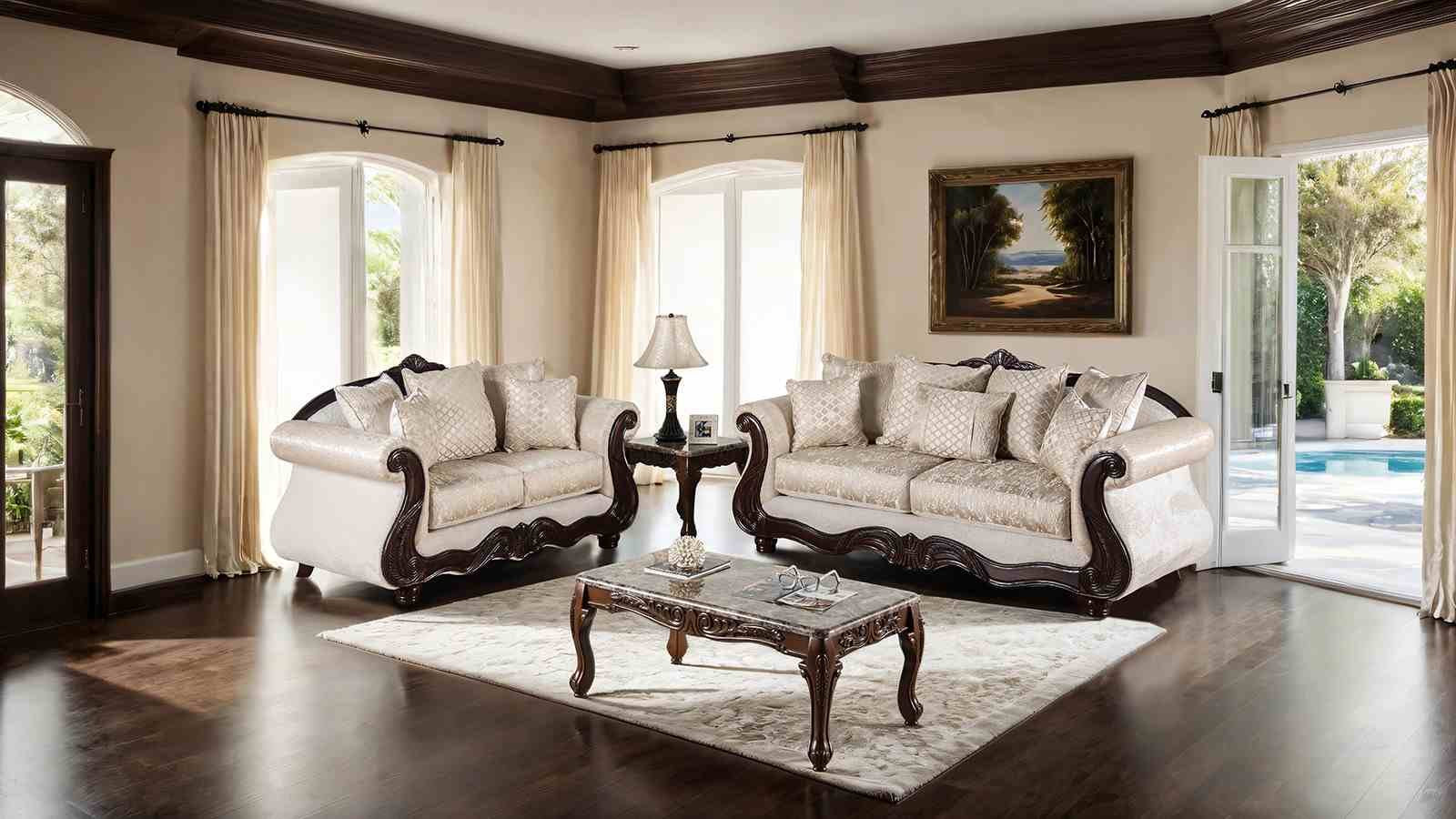 Huelva Sofa, Beige/Dark Cherry - Image 2