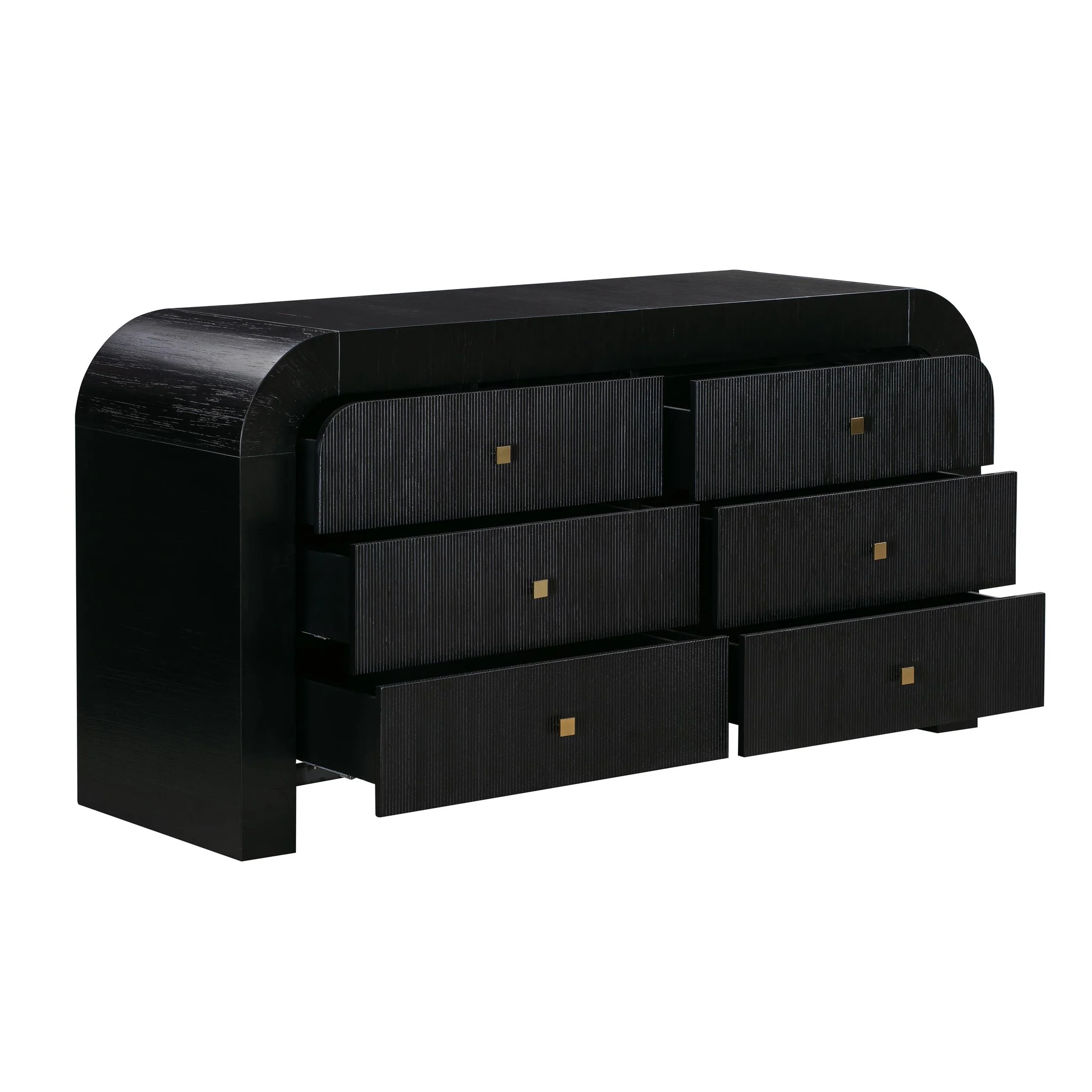 Hump 6 Drawer Black Dresser - Image 4
