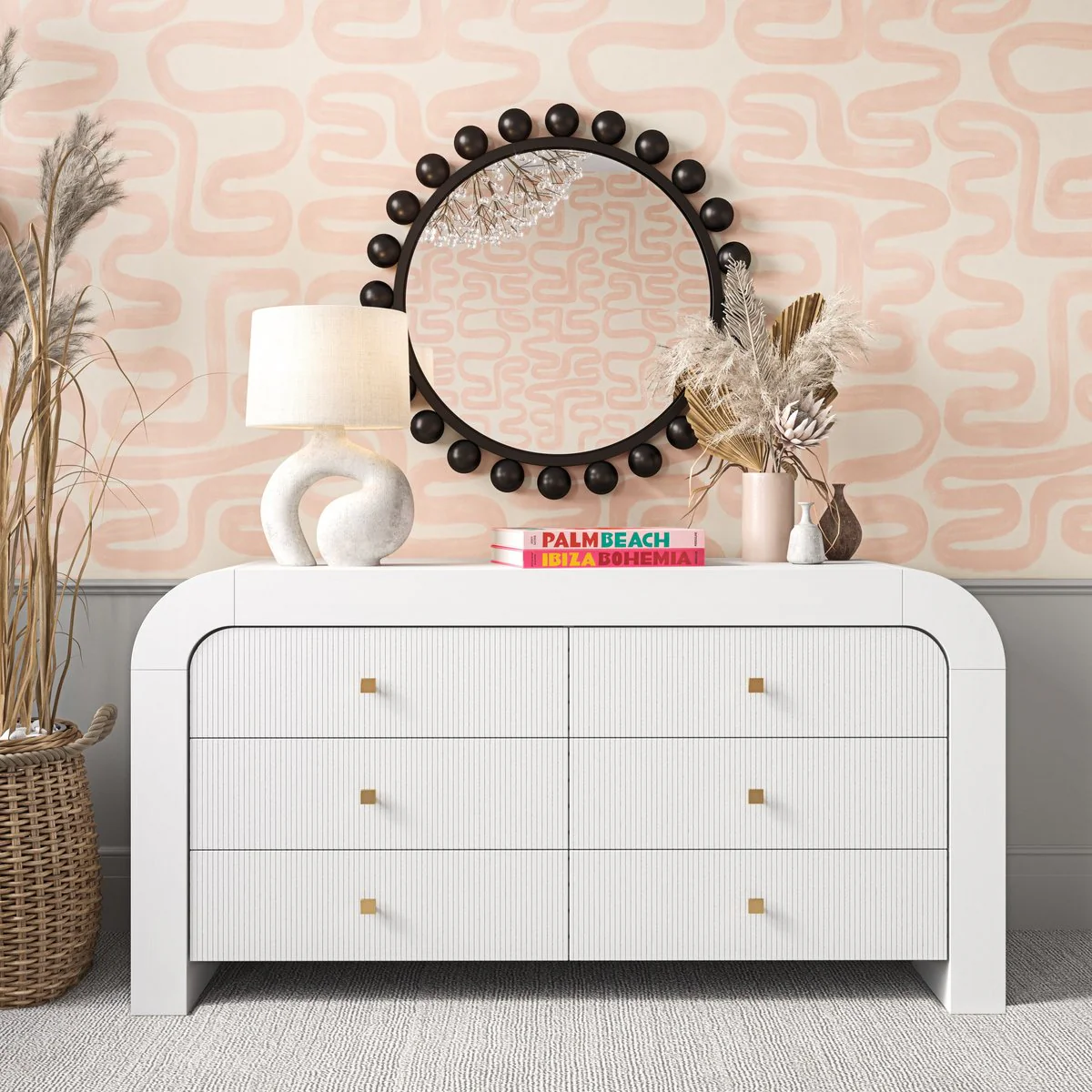 Hump 6 Drawer White Dresser - Image 2