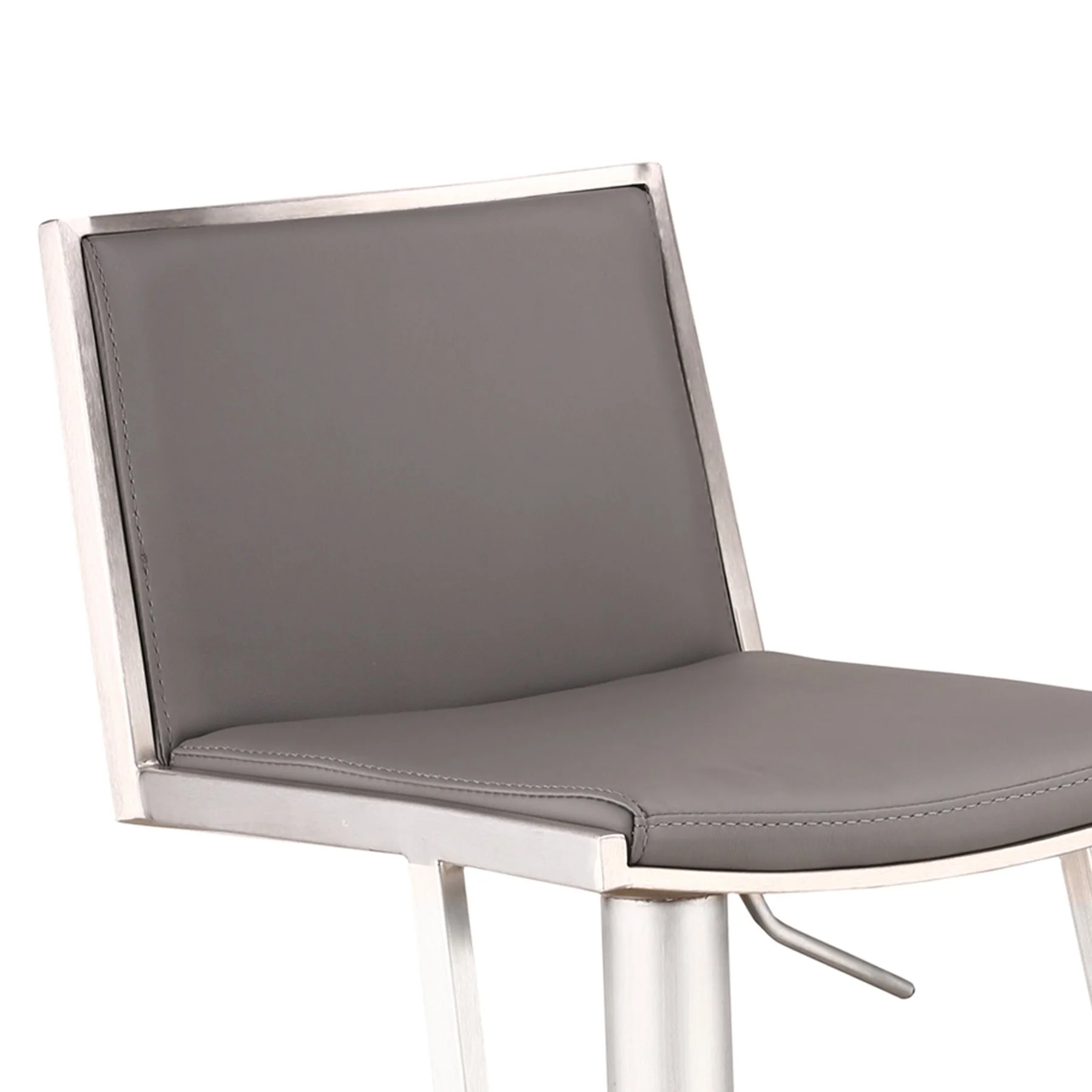 Ibiza Adjustable Brushed Stainless Steel Barstool in Gray Faux Leather - Image 2