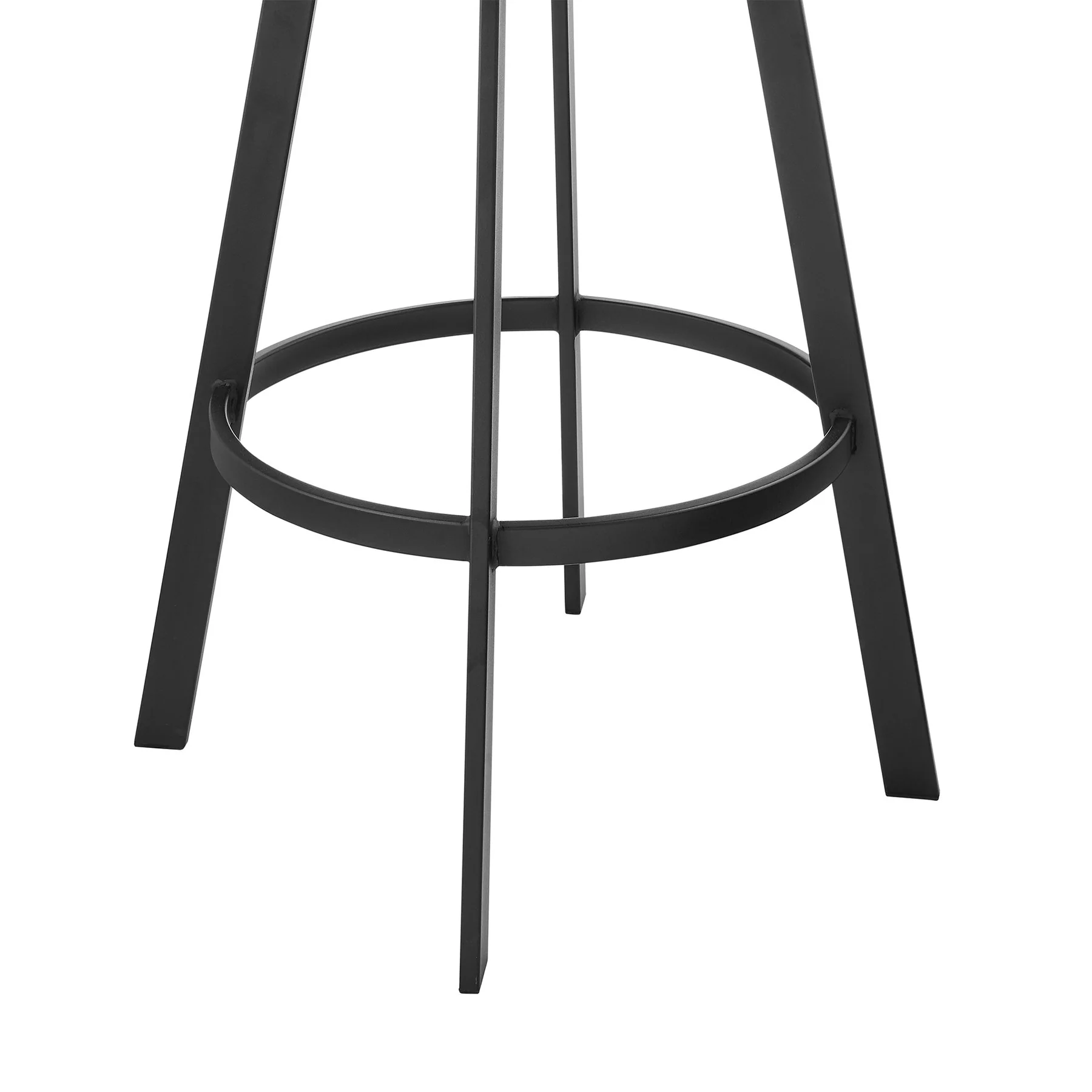 Idris 26" Swivel Counter Stool in Black Iron with Walnut Finish and Vintage Gray Faux Leather - Image 8