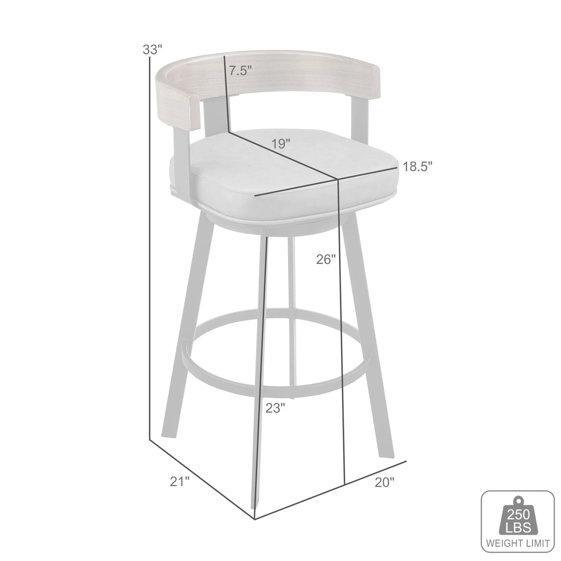 Idris 26" Swivel Counter Stool in Black Iron with Walnut Finish and Vintage Gray Faux Leather - Image 9