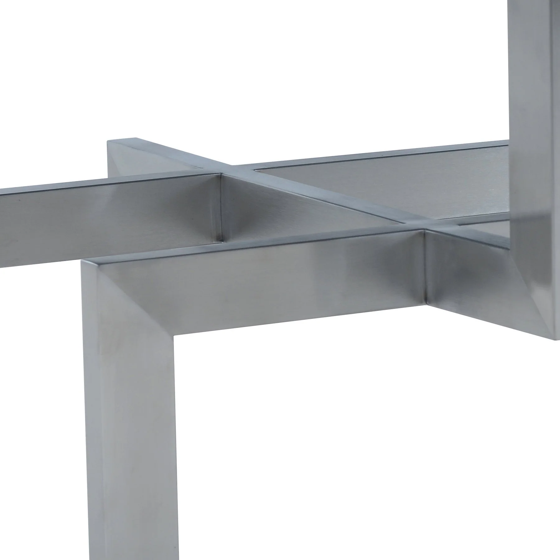 Illusion Gray Wood Coffee Table with Brushed Stainless Steel Base - Image 5