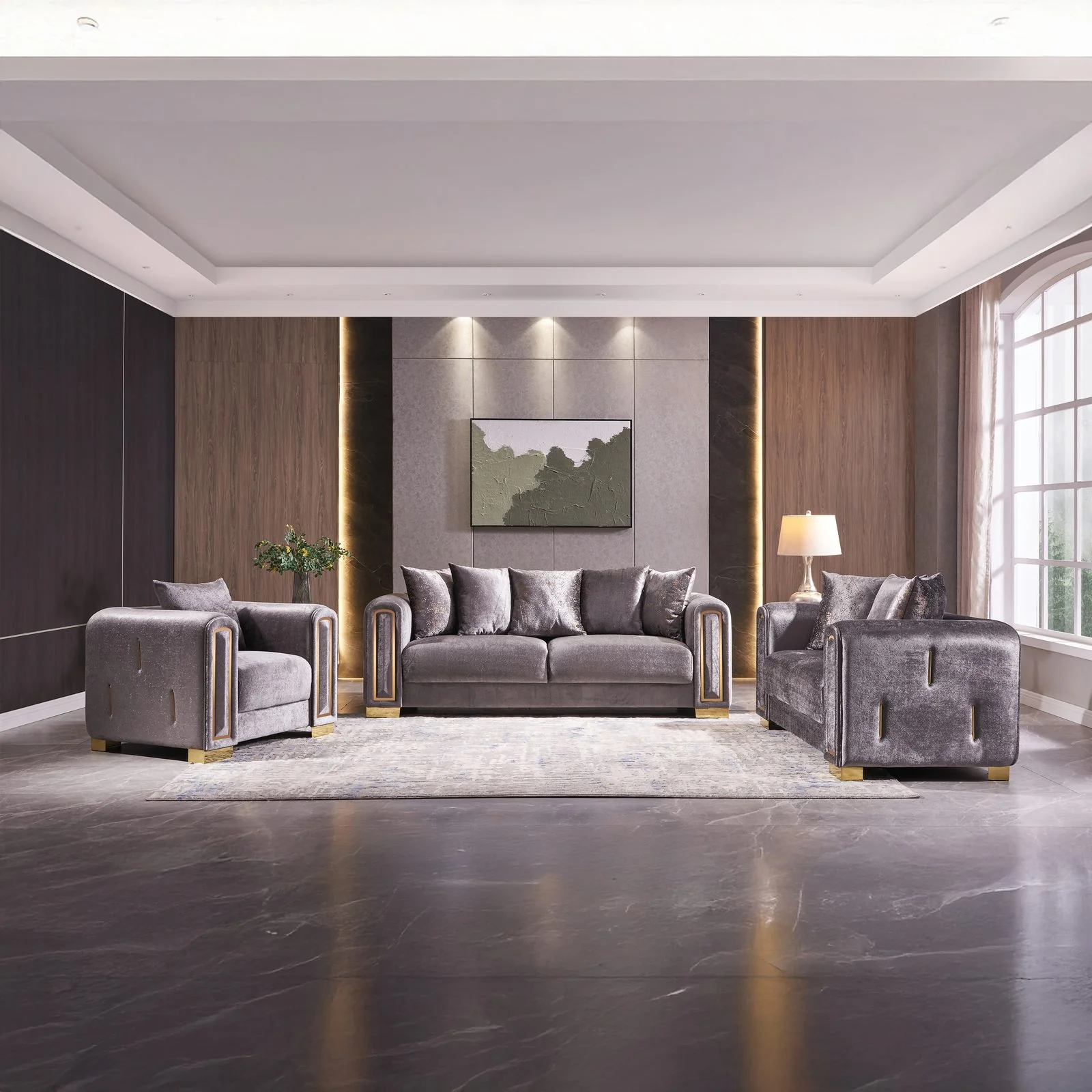 Impreza 3 Pc Living Room set Silver - Image 10