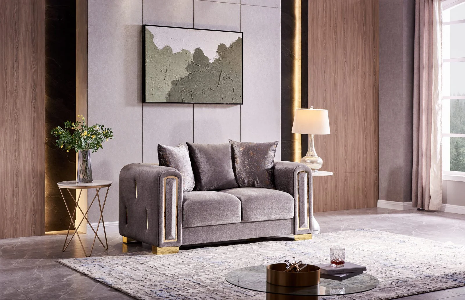 Impreza 3 Pc Living Room set Silver - Image 4