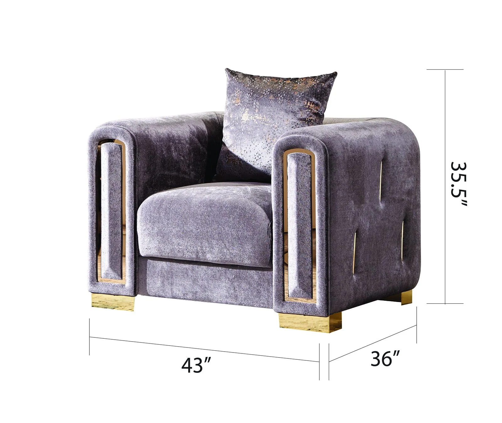 Impreza 3 Pc Living Room set Silver - Image 8