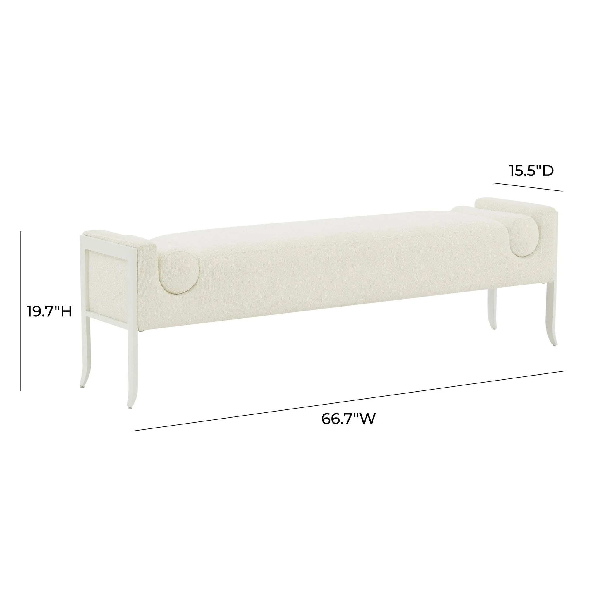 Ines Cream Boucle Bench - Image 6