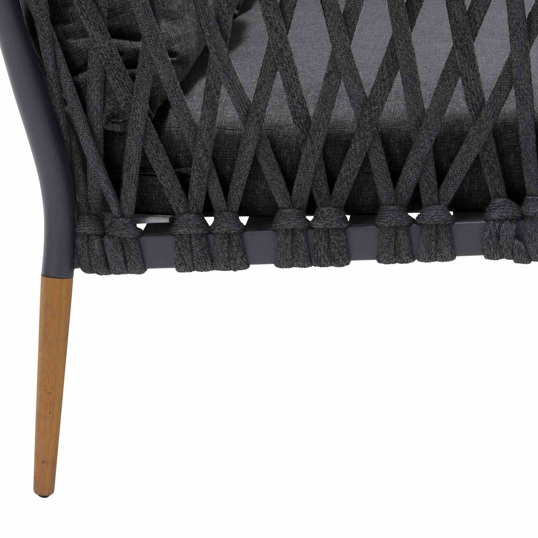 Ipanema Outdoor Teak Wood and Rope Sofa with Dark Gray Olefin - Image 6