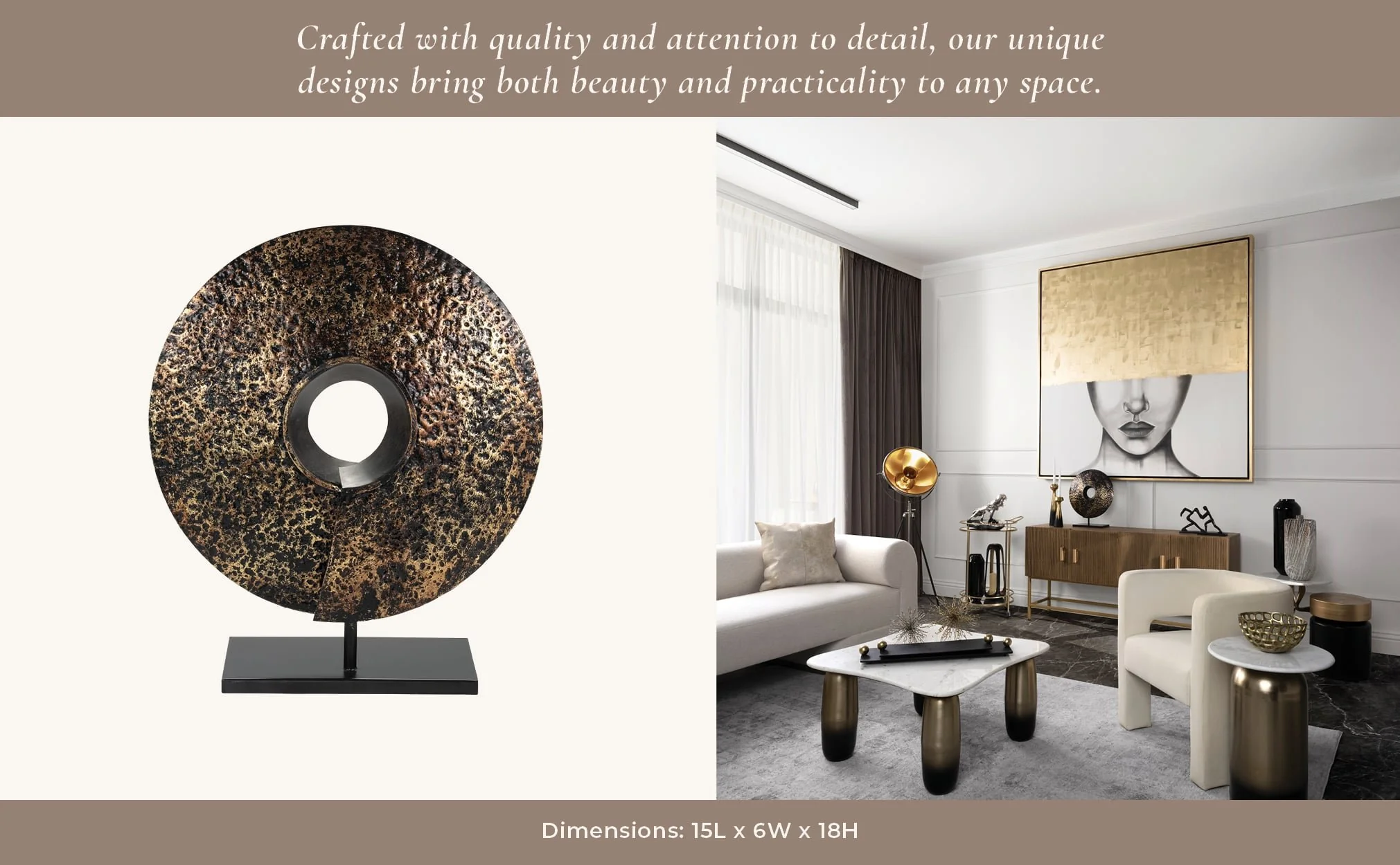Iron,18"h,disc W/stand Deco,black/gold - Image 12