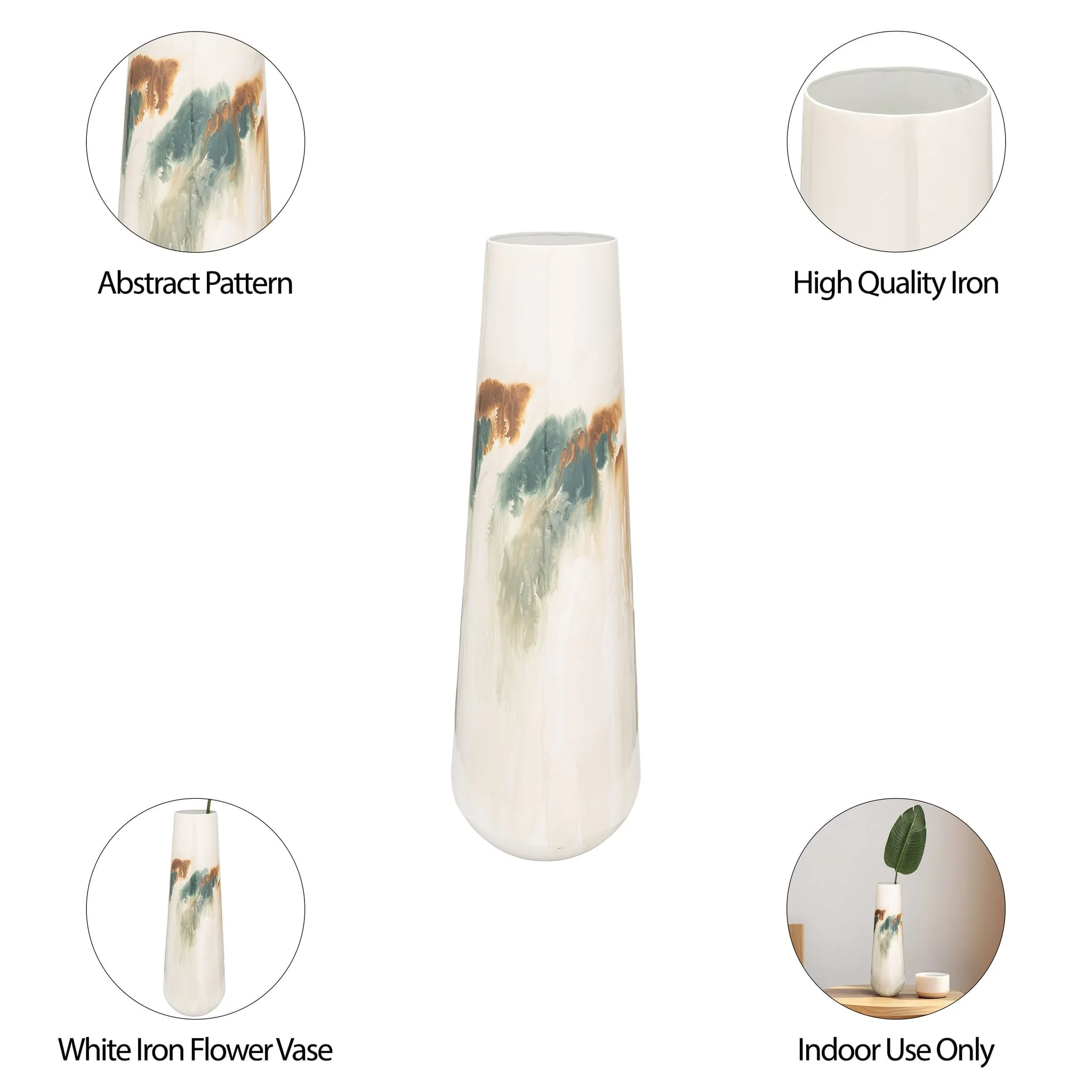 Iron,23"h,colored Stained Vase,white - Image 8