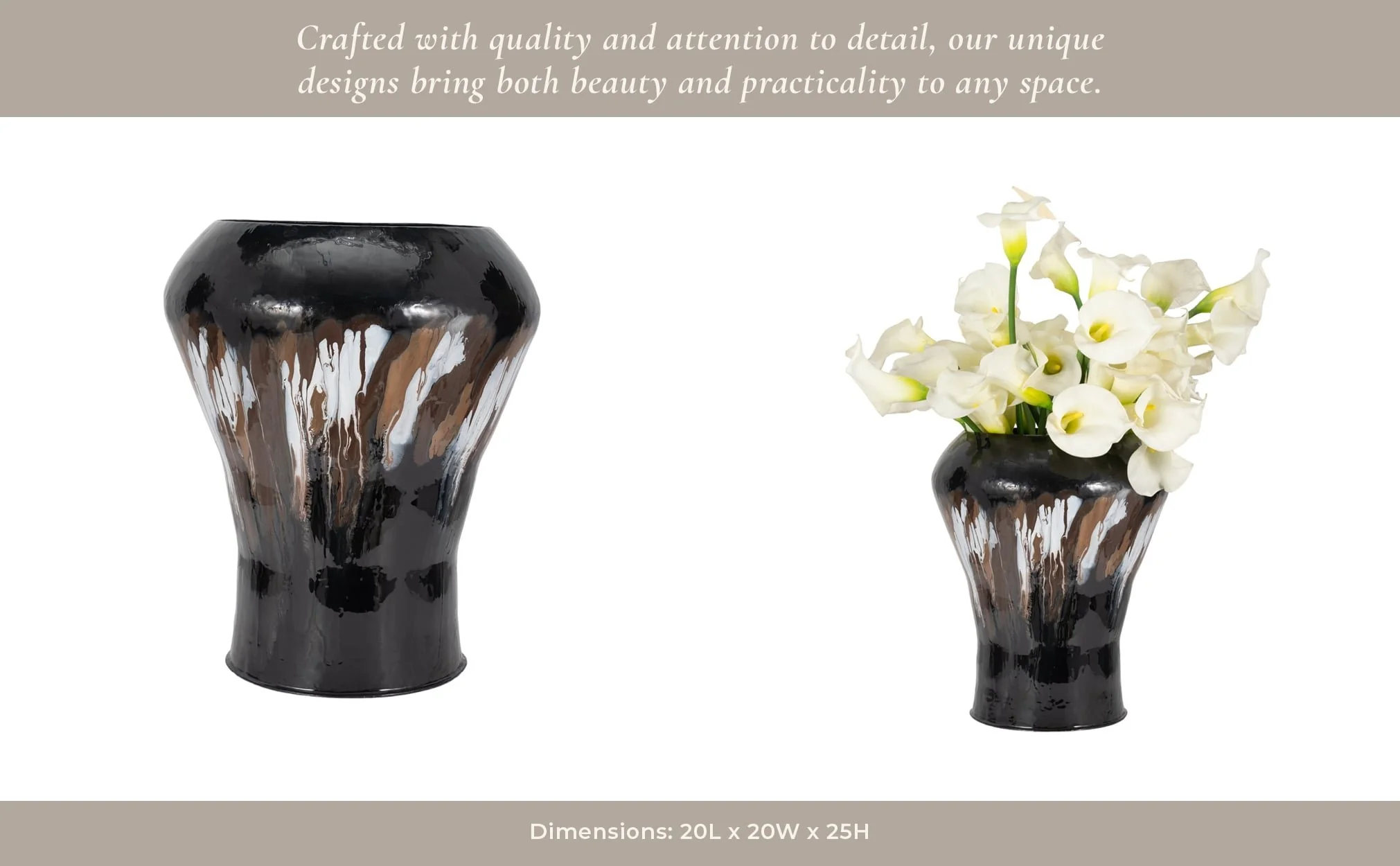 Iron,25"h,oval Stain Vase,black - Image 13