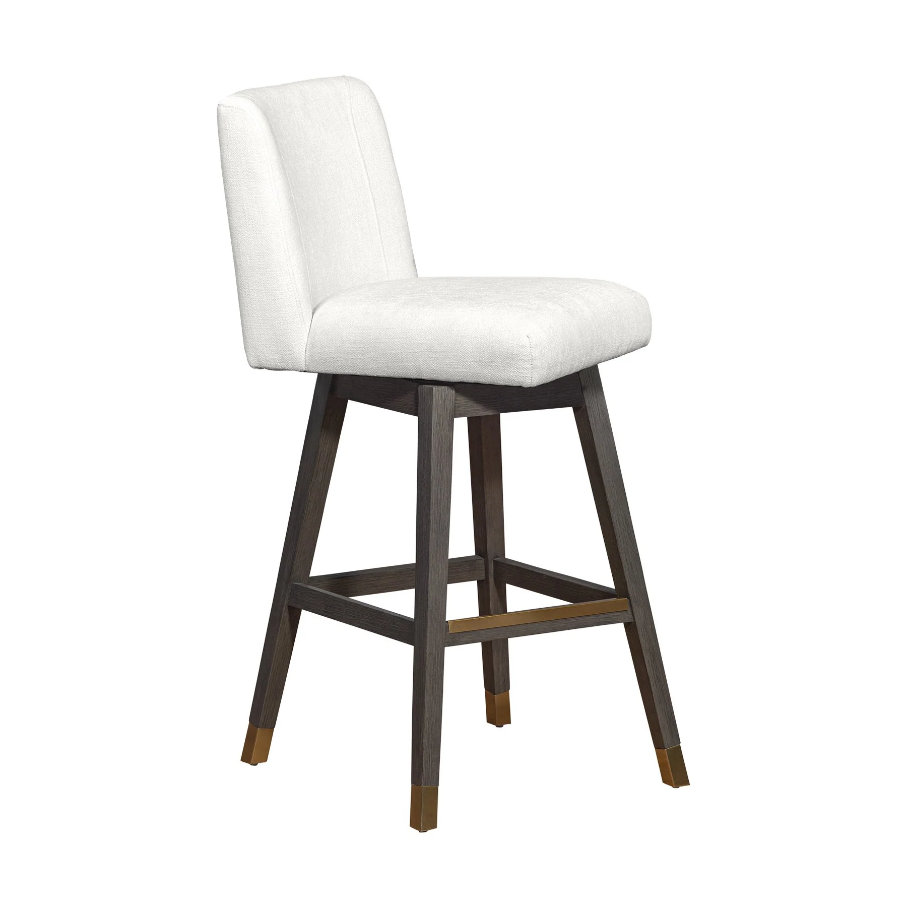 Isabella Swivel Bar Stool in Gray Oak Wood Finish with Pearl Fabric - Image 2
