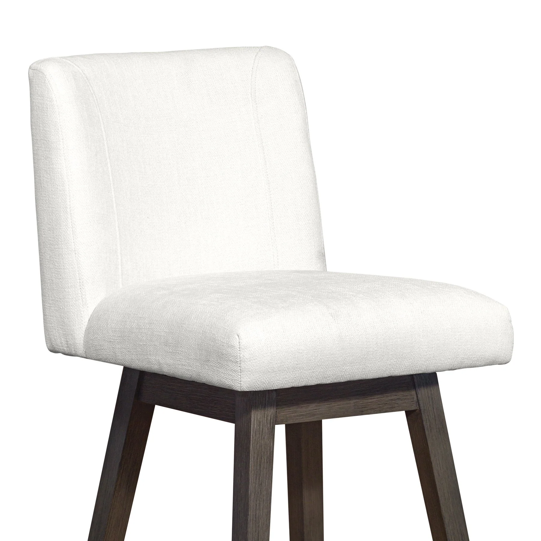 Isabella Swivel Bar Stool in Gray Oak Wood Finish with Pearl Fabric - Image 6