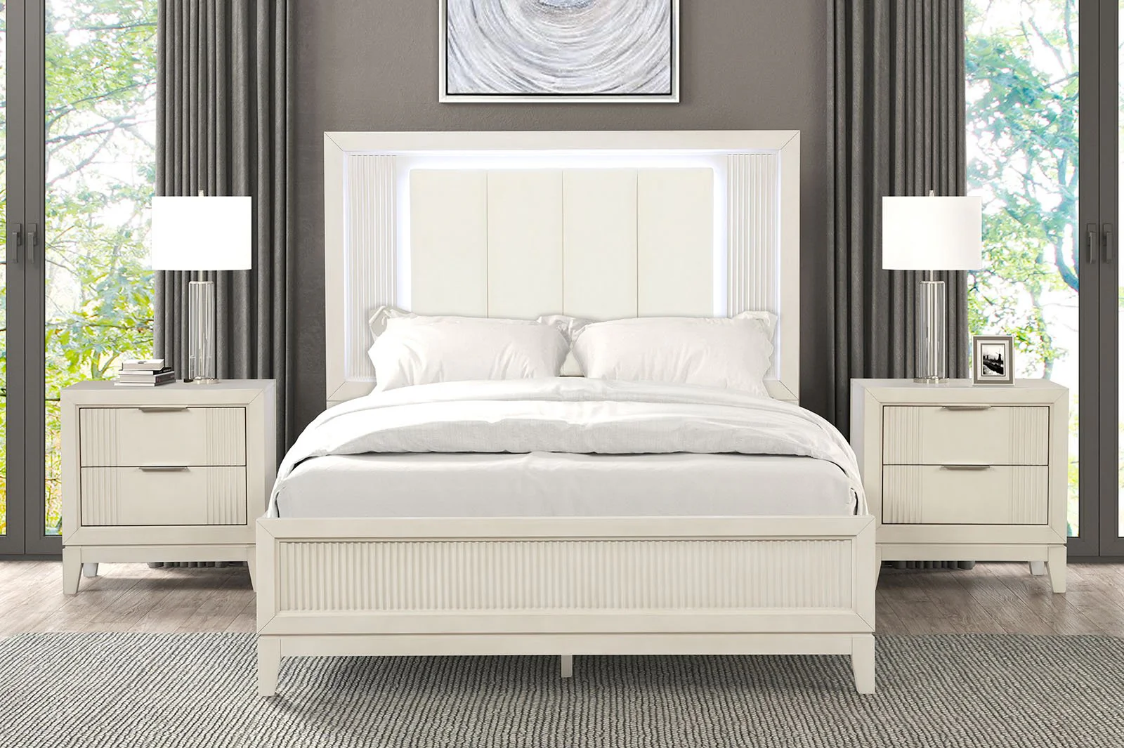 Isadore E.King Bed, Antique White - Image 2
