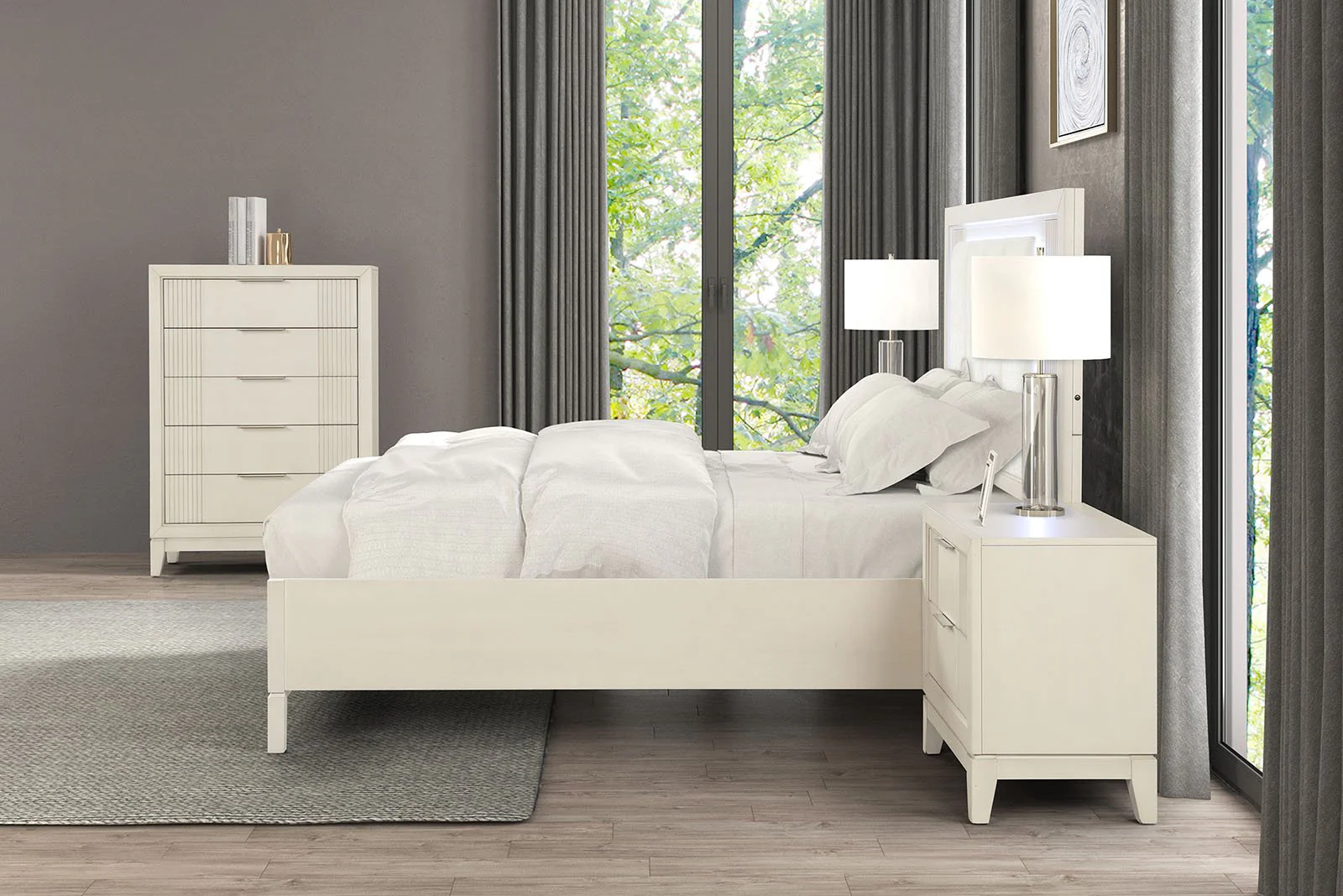Isadore E.King Bed, Antique White - Image 3