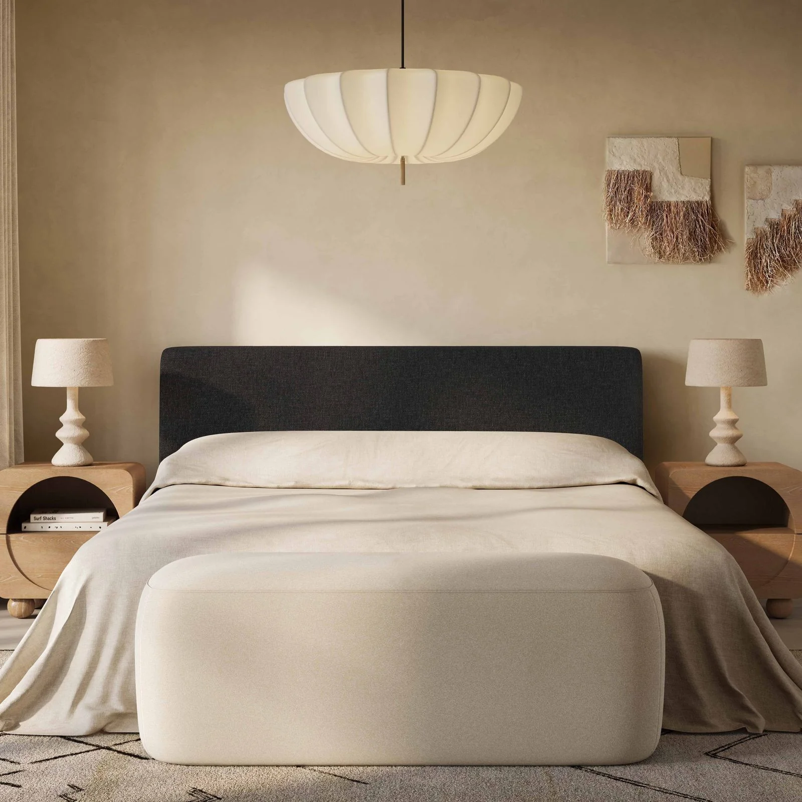 Isla Charcoal Textured Velvet King Bed - Image 2