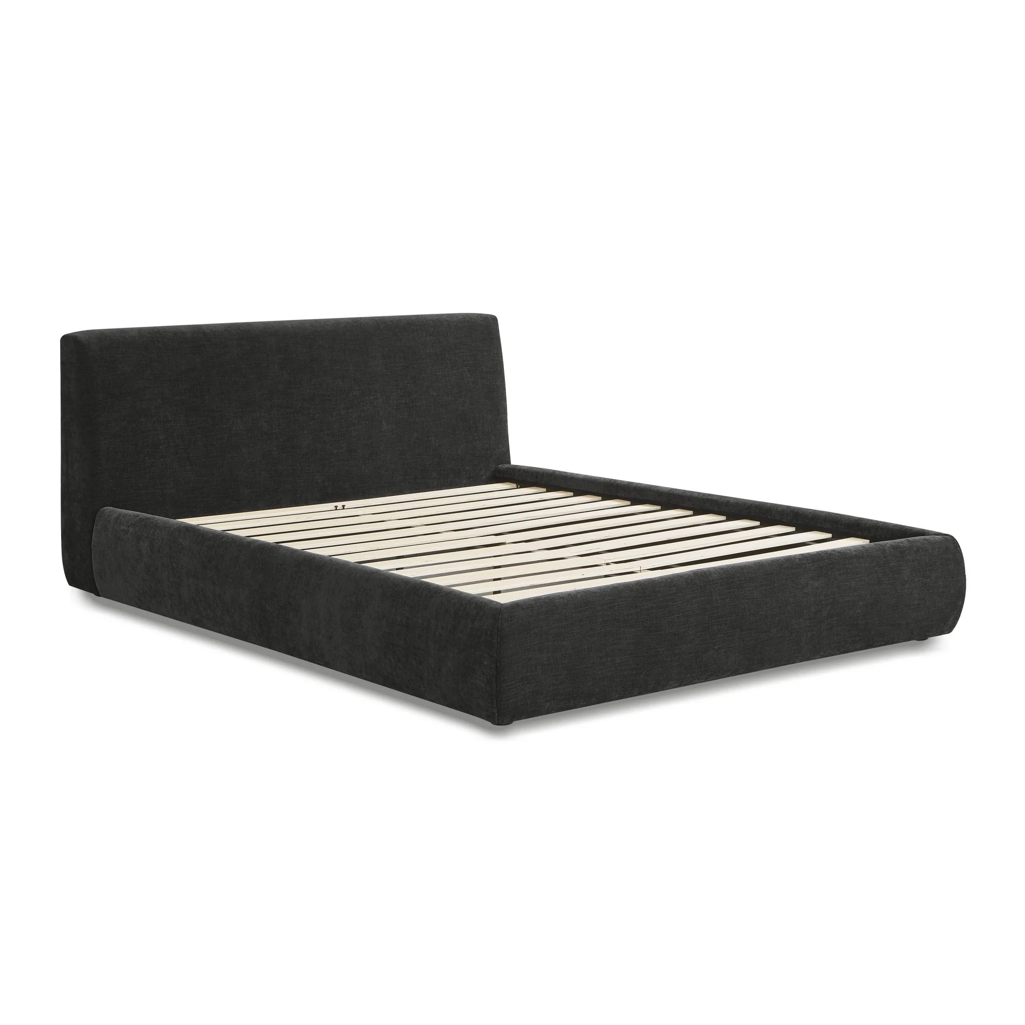 Isla Charcoal Textured Velvet Queen Bed - Image 5
