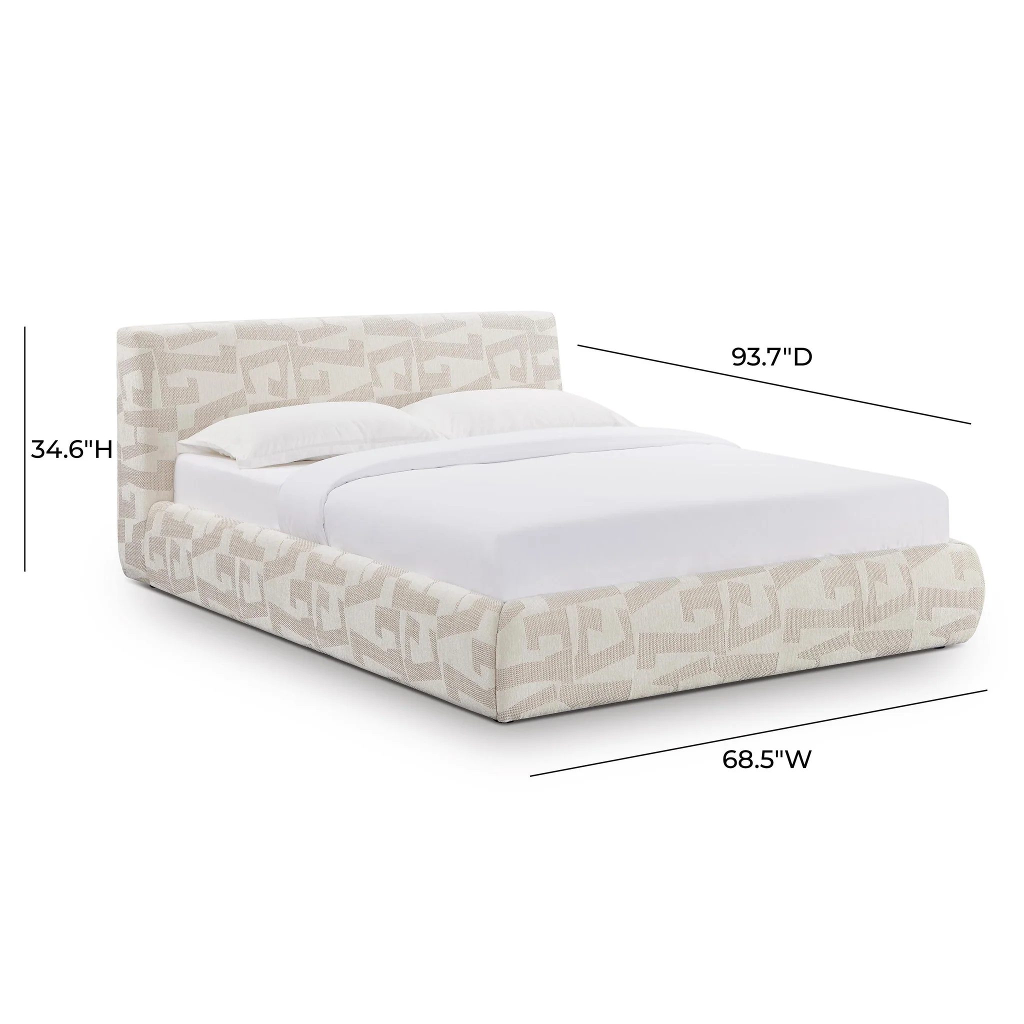 Isla Cream Jacquard Pattern Queen Bed - Image 10