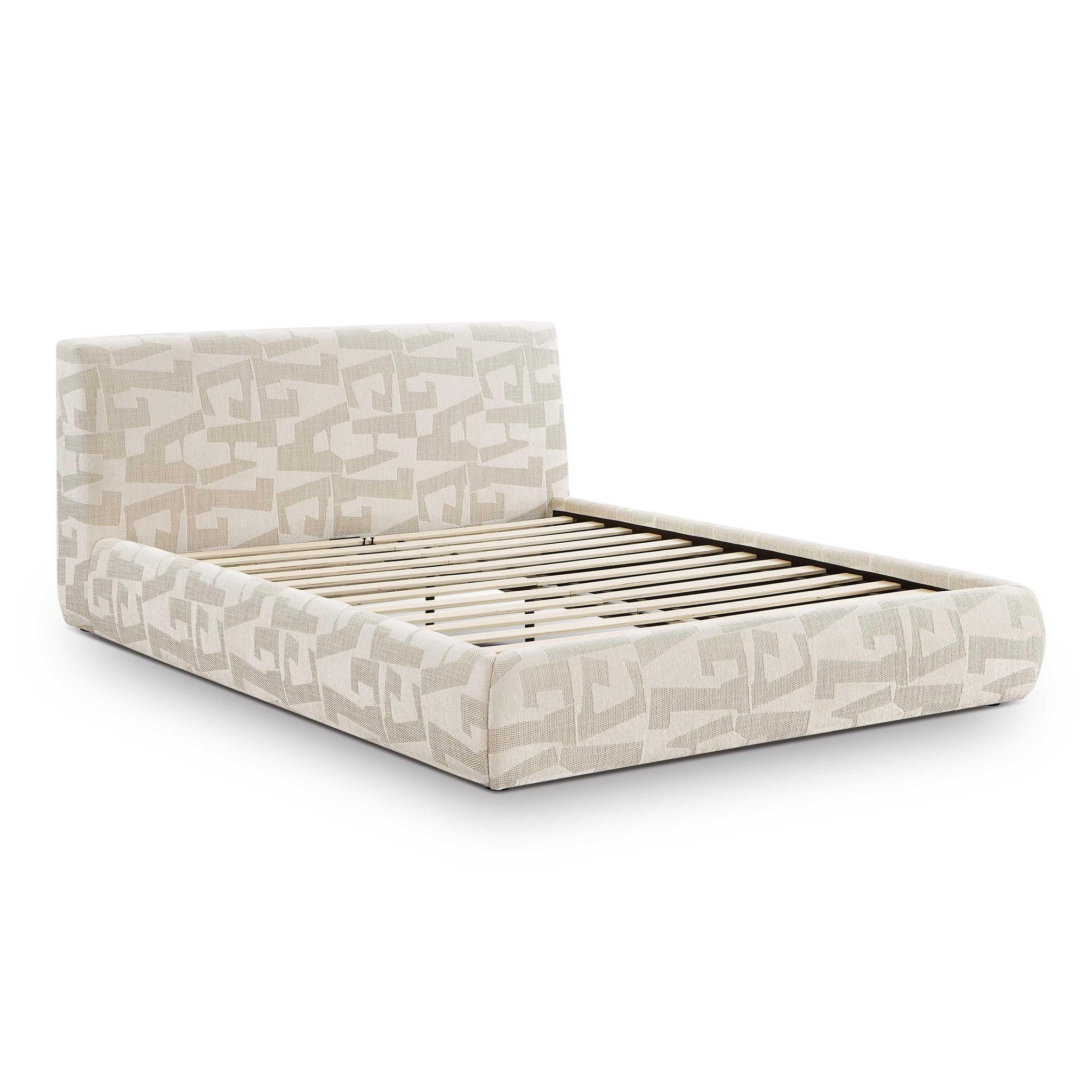 Isla Cream Jacquard Pattern Queen Bed - Image 5