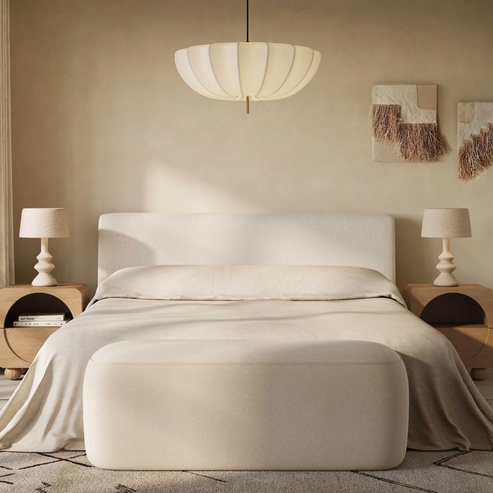 Isla Cream Upcycled Linen Queen Bed - Image 2