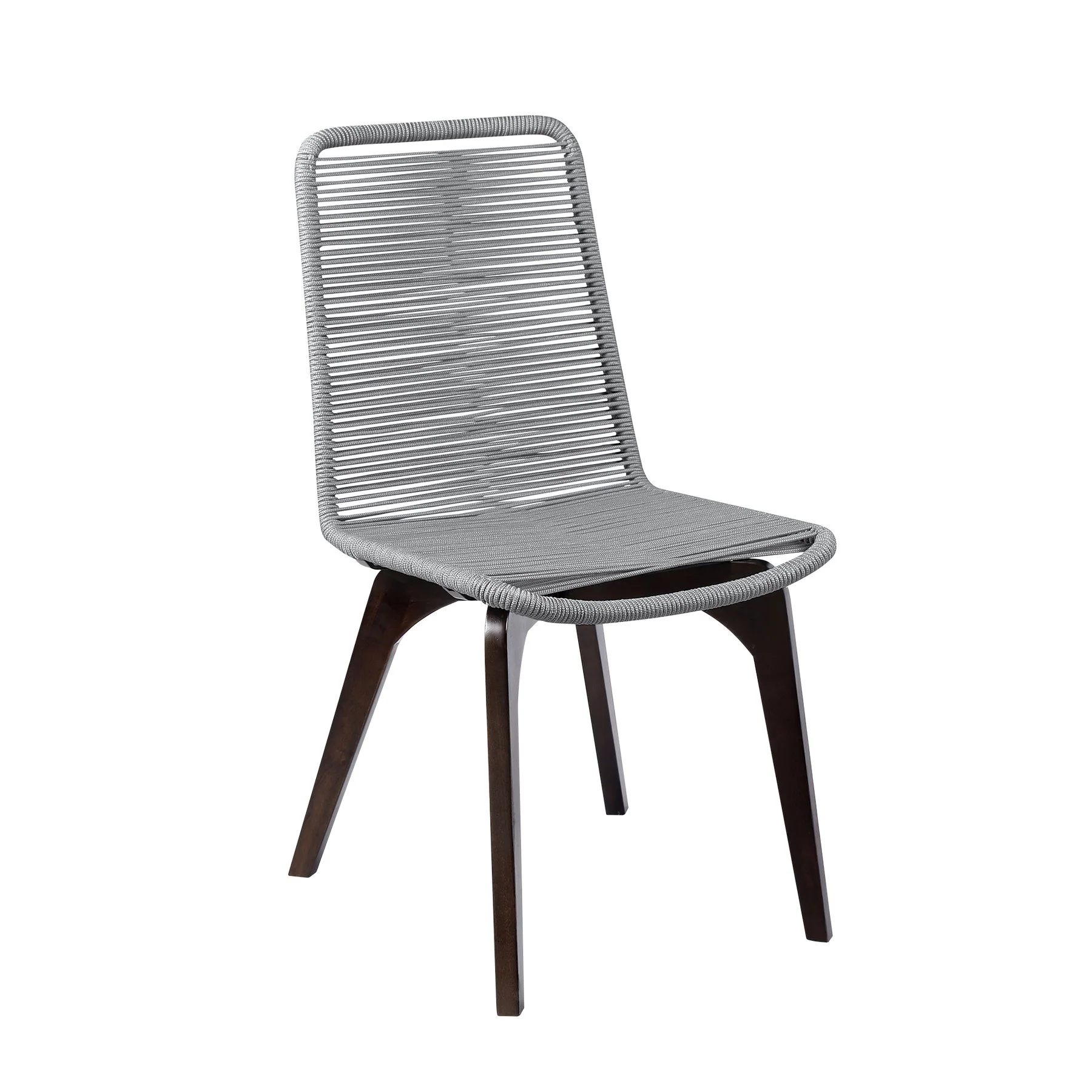 Island Outdoor Dark Eucalyptus Wood and Silver Rope Dining Chairs - Set of 2 - Image 2