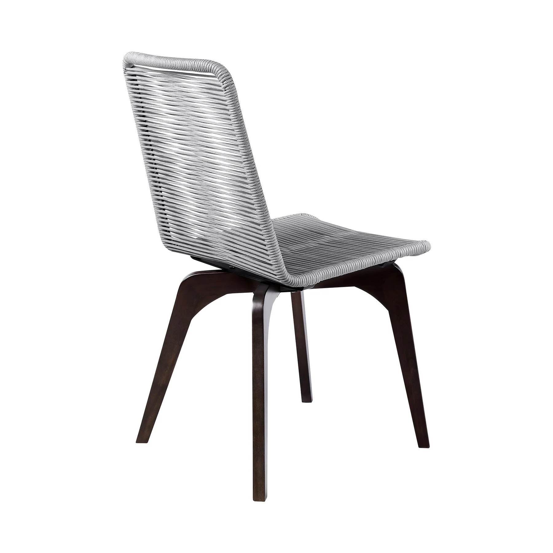 Island Outdoor Dark Eucalyptus Wood and Silver Rope Dining Chairs - Set of 2 - Image 4