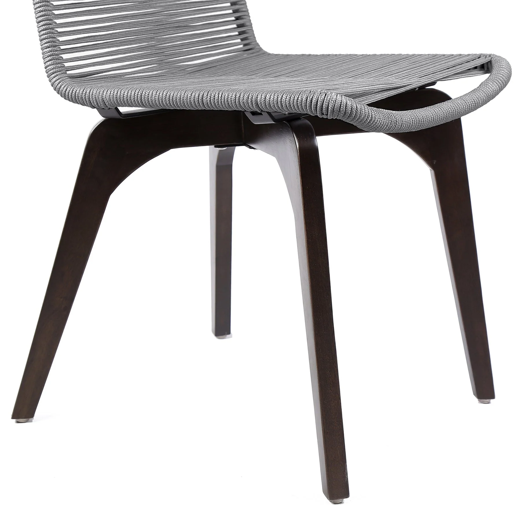 Island Outdoor Dark Eucalyptus Wood and Silver Rope Dining Chairs - Set of 2 - Image 7