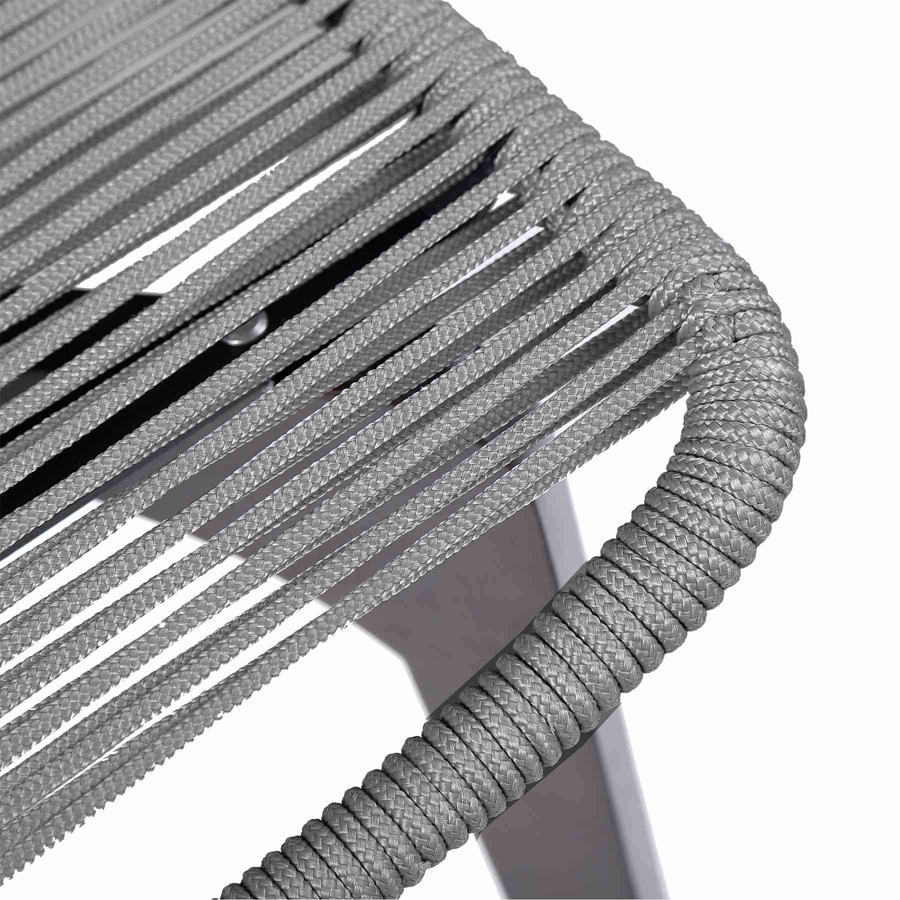 Island Outdoor Dark Eucalyptus Wood and Silver Rope Dining Chairs - Set of 2 - Image 8