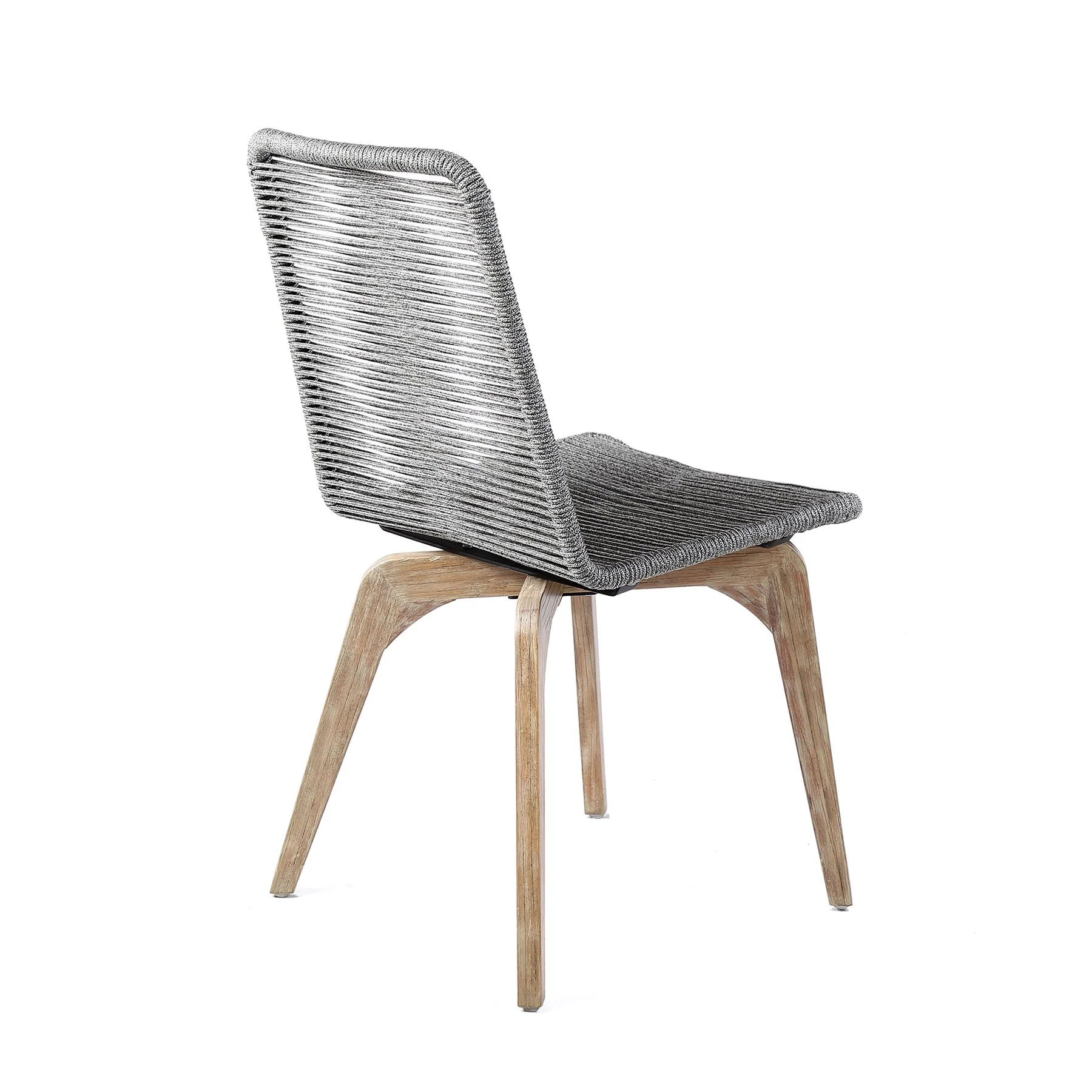 Island Outdoor Light Eucalyptus Wood and Gray Rope Dining Chairs - Set of 2 - Image 4