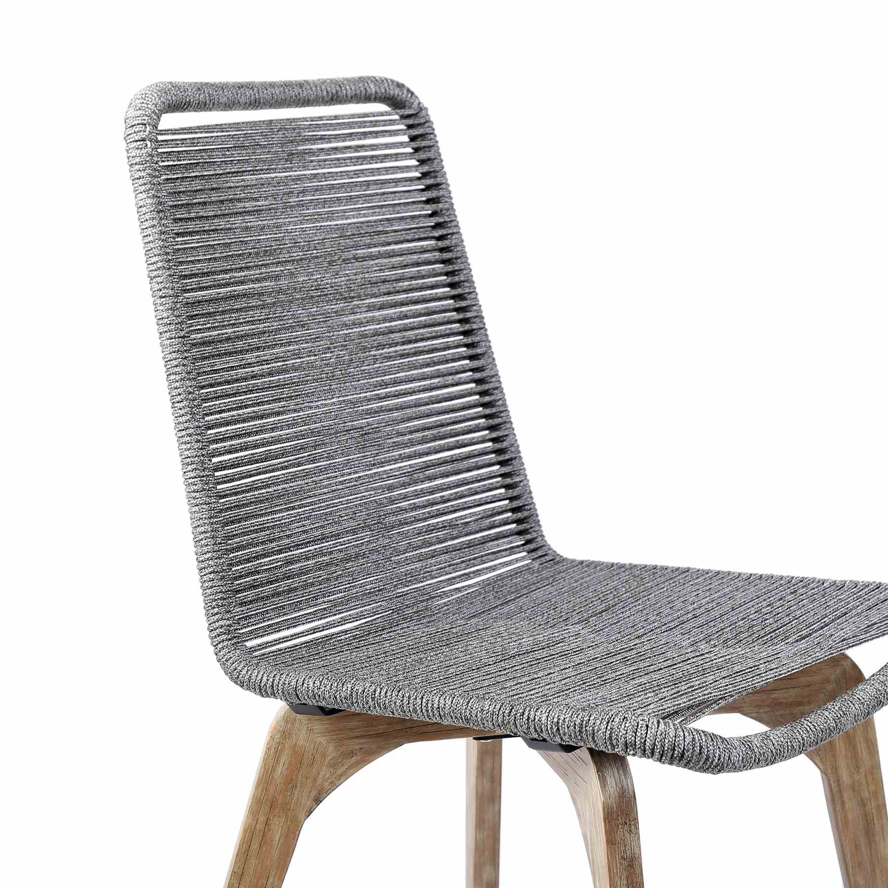 Island Outdoor Light Eucalyptus Wood and Gray Rope Dining Chairs - Set of 2 - Image 5