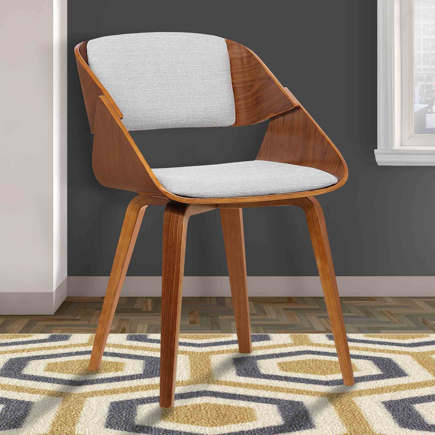 Ivy Mid-Century Dining Chair in Gray Fabric with Walnut Wood - Image 5