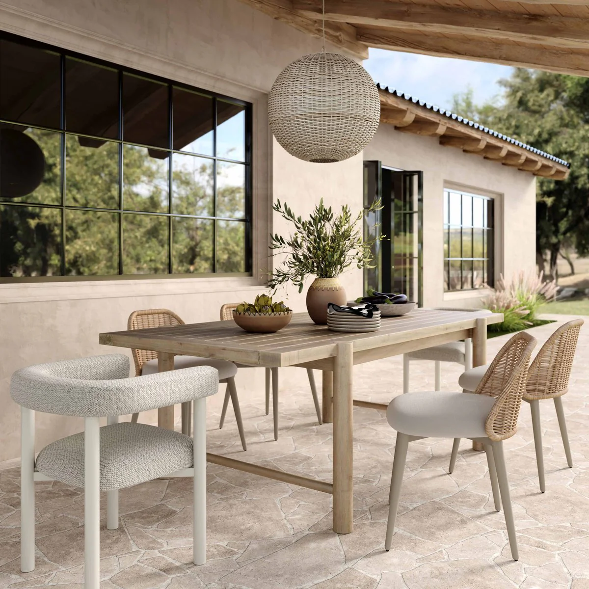 Jackie Cream Outdoor Textured Dining Chair - Image 2