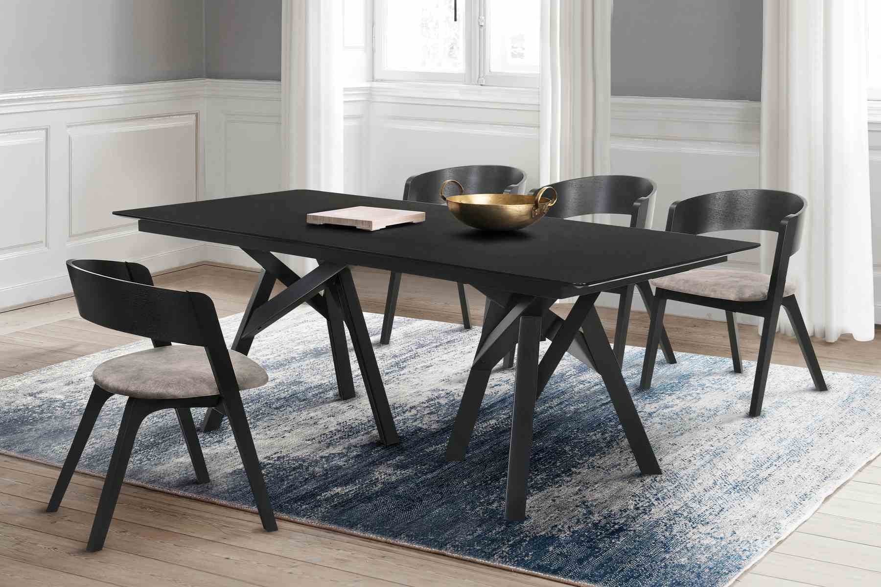 Jackie Mid-Century Upholstered Dining Chairs in Black finish - Set of 2 - Image 7