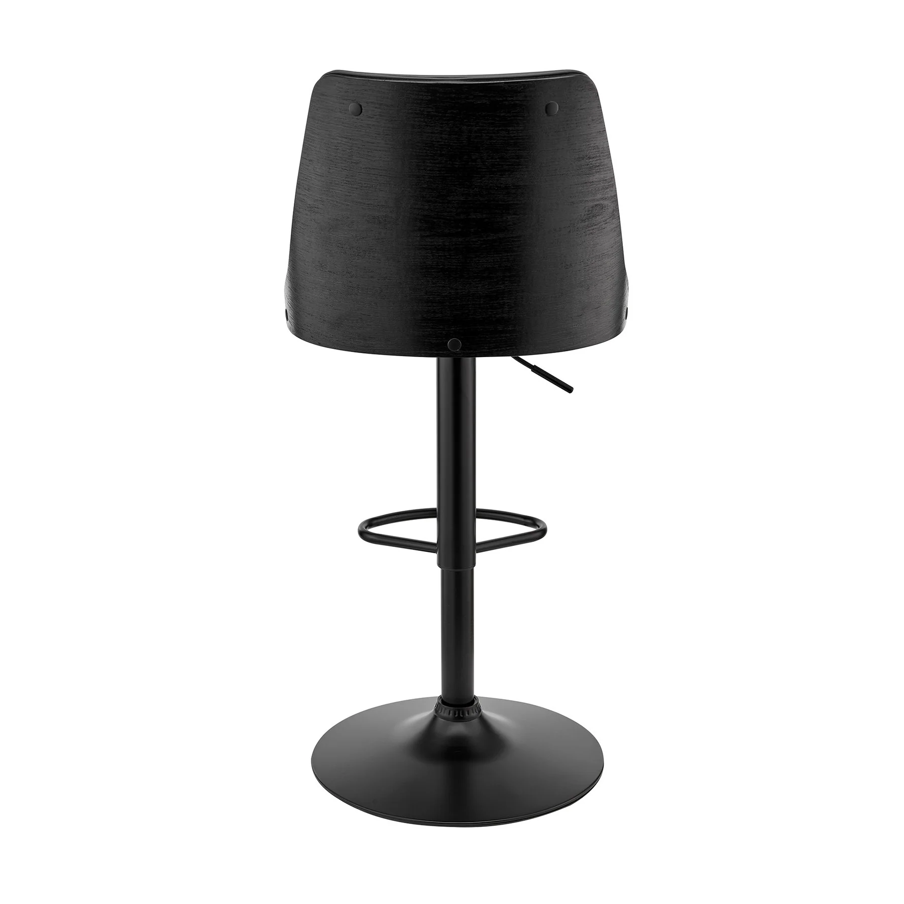 Jacob Adjustable Swivel Gray Faux Leather and Black Wood Bar Stool with Black Base - Image 5